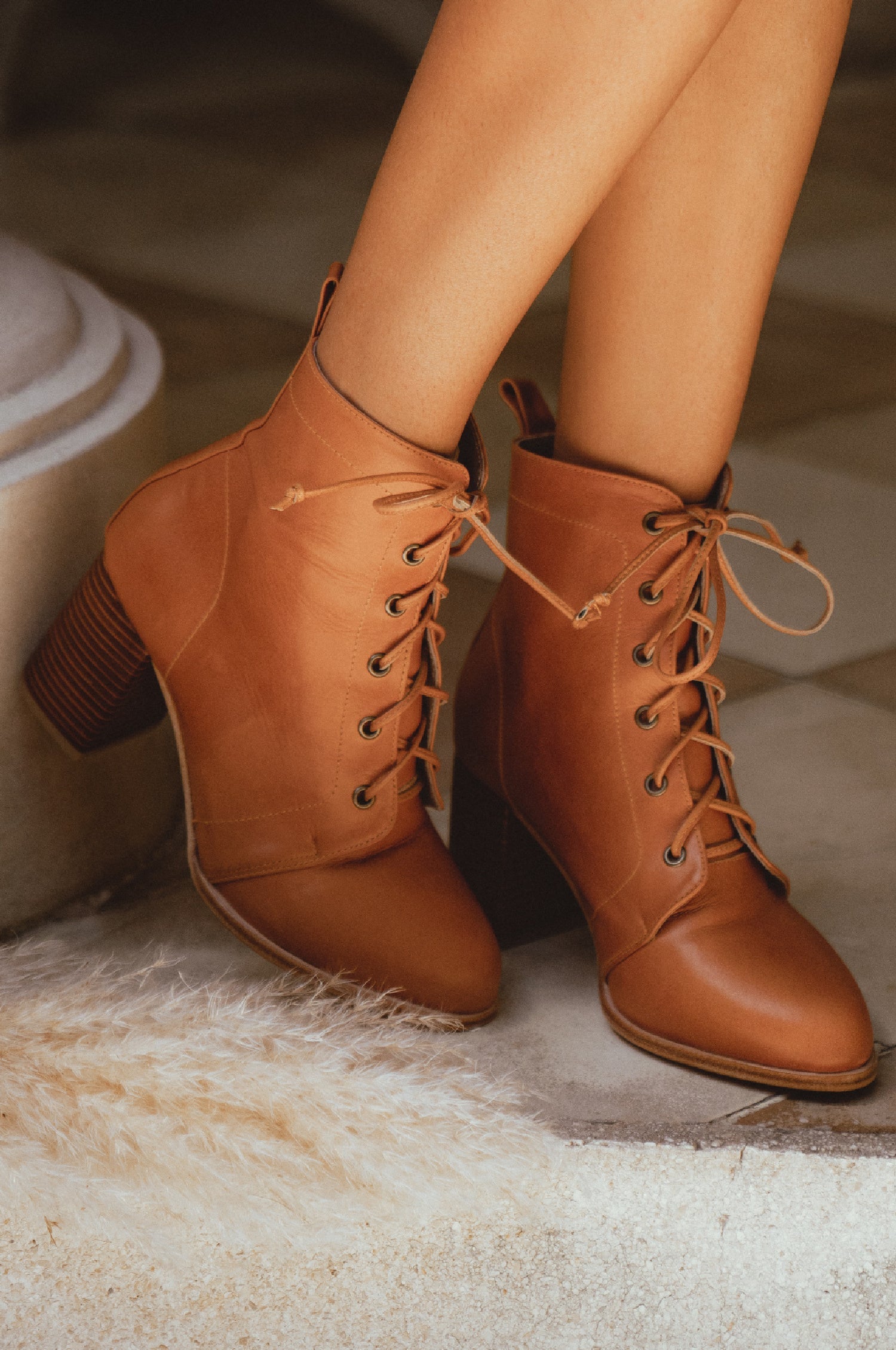 Buy Giselle Leather Heel Booties by Bali ELF