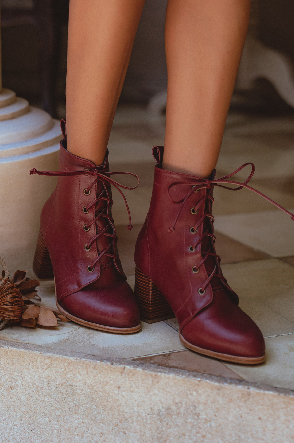 Buy Giselle Leather Heel Booties by Bali ELF