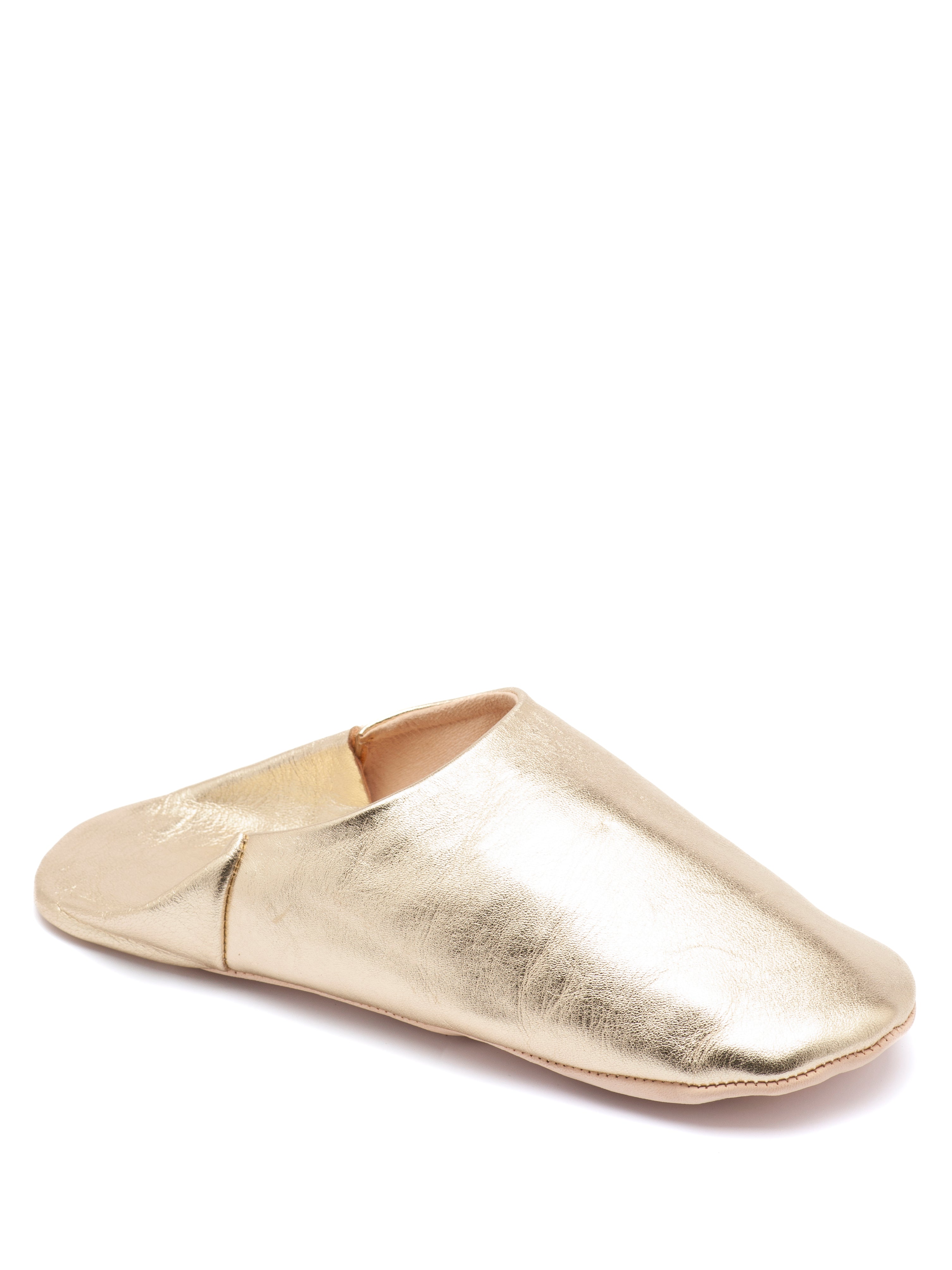 Buy Gold Elegance - Leather Slippers by Choost