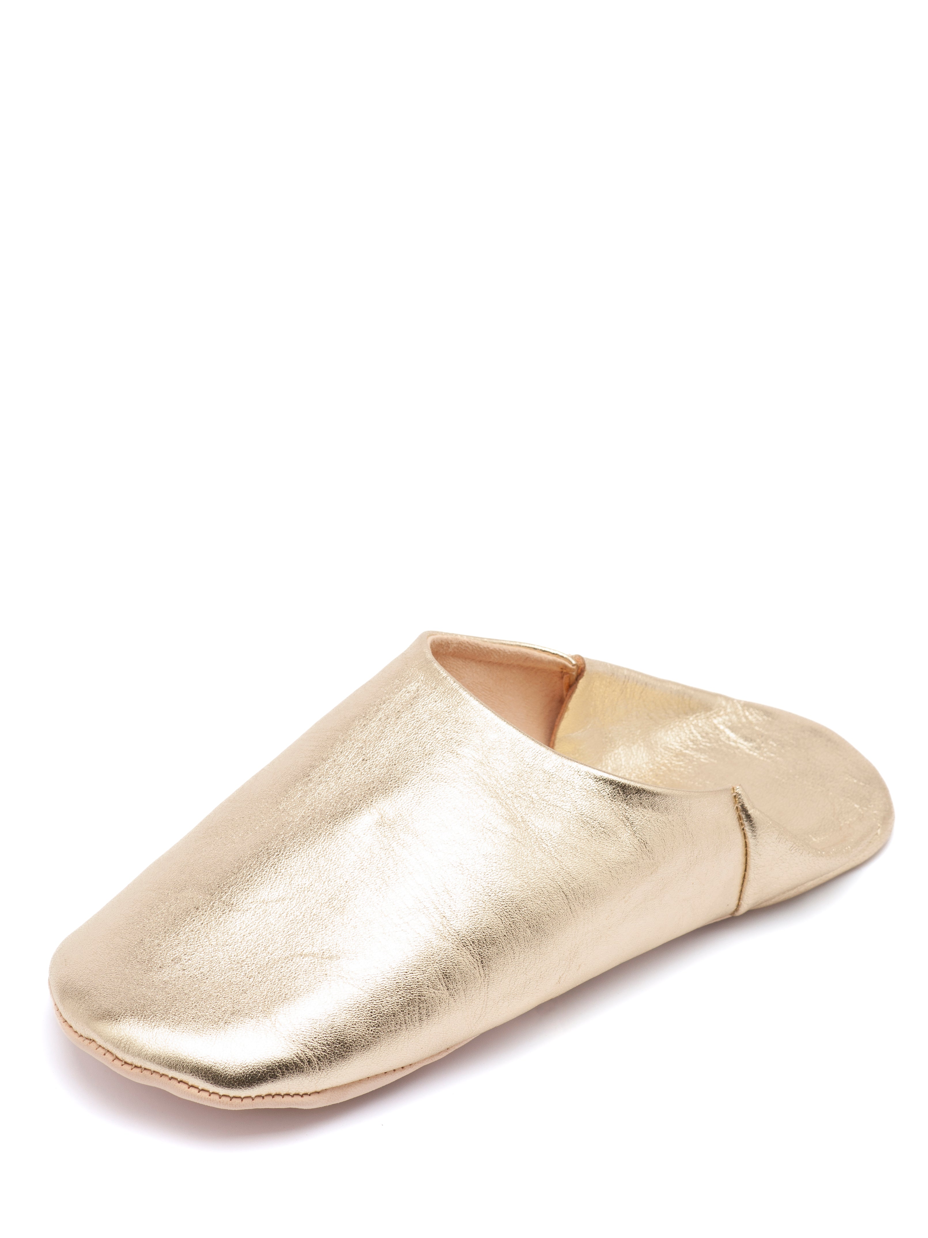 Buy Gold Elegance - Leather Slippers by Choost