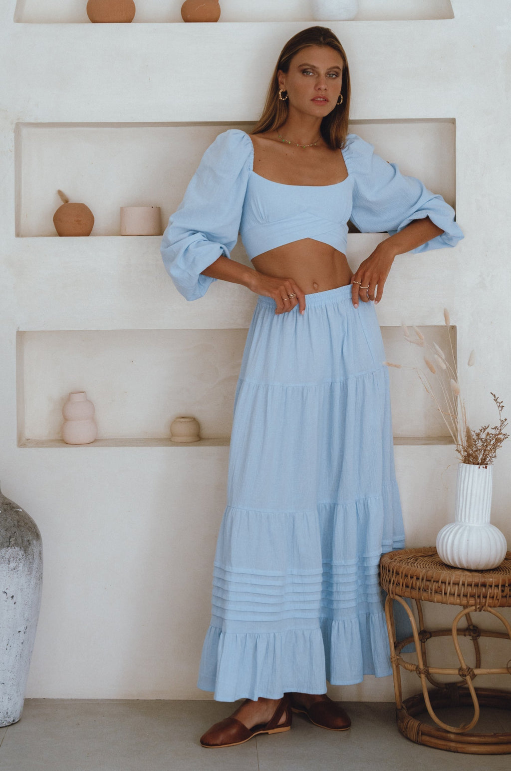 Helsa Long Sleeve Linen Top