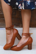 Buy Hermosa Round Heel Leather Pumps by Bali ELF