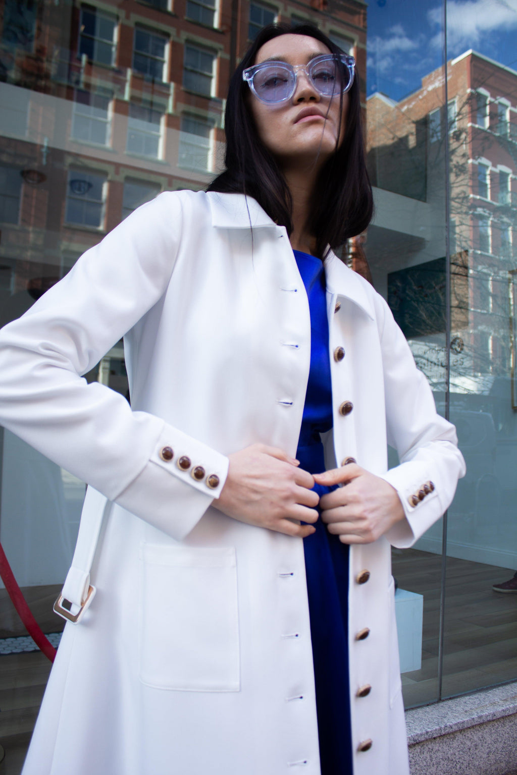 Buy Monique White Coat – Women’s Elegant Long Coat by Le Réussi®