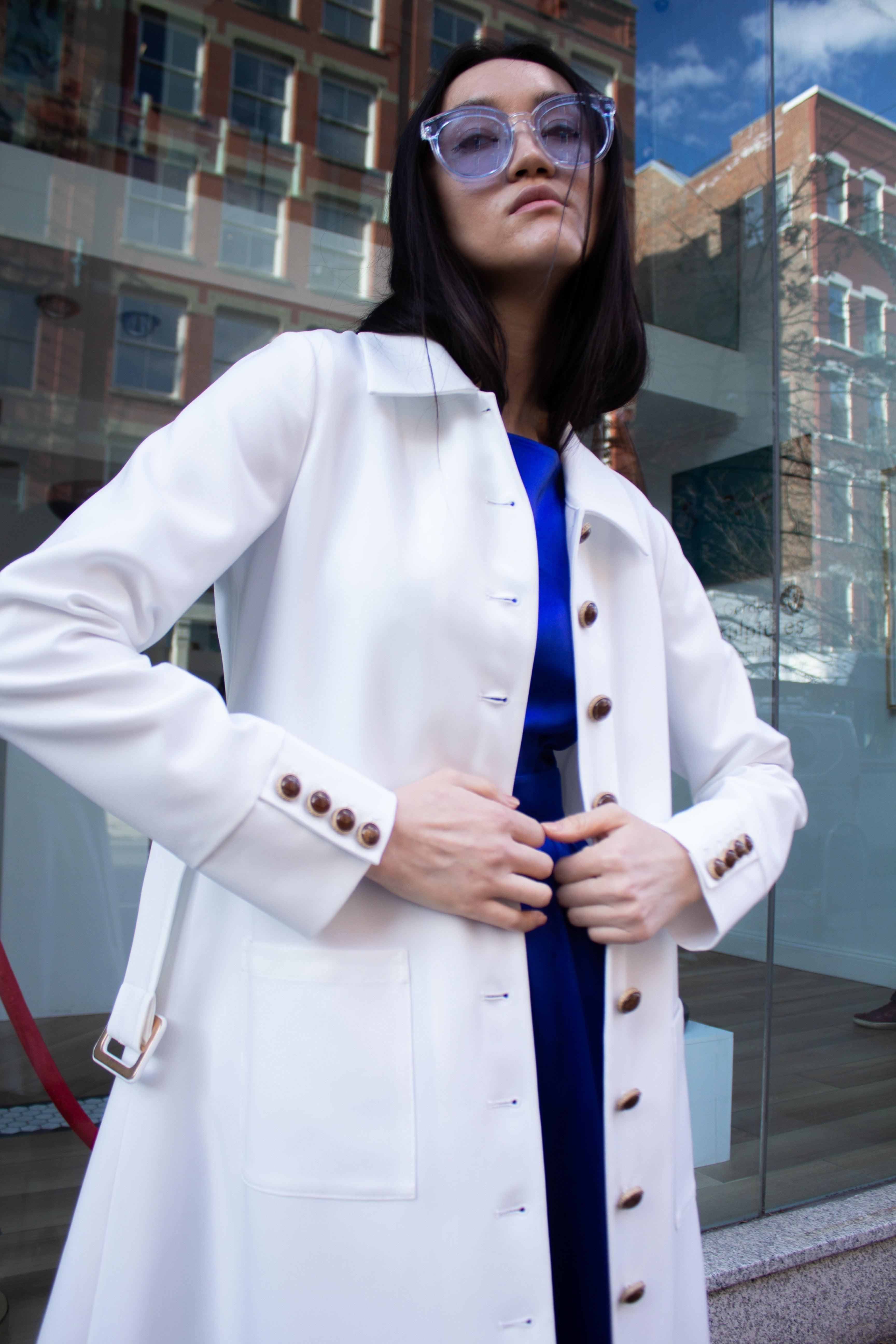 Buy Monique White Coat – Women’s Elegant Long Coat by Le Réussi®