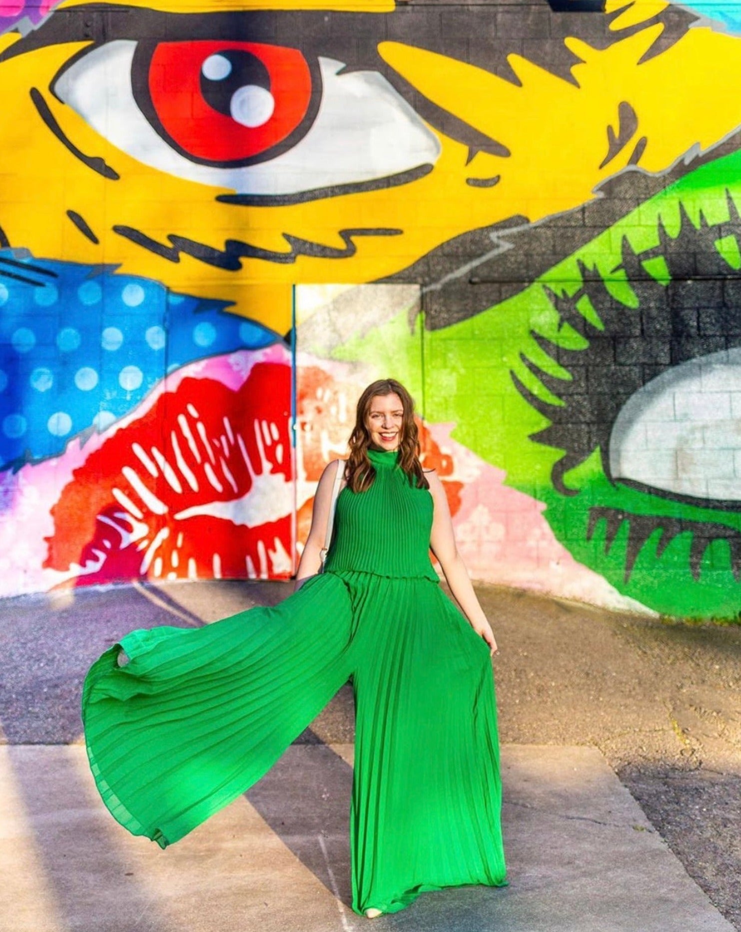 Buy Wild Orchid Pleat Jumpsuit - Emerald by Meghan Fabulous