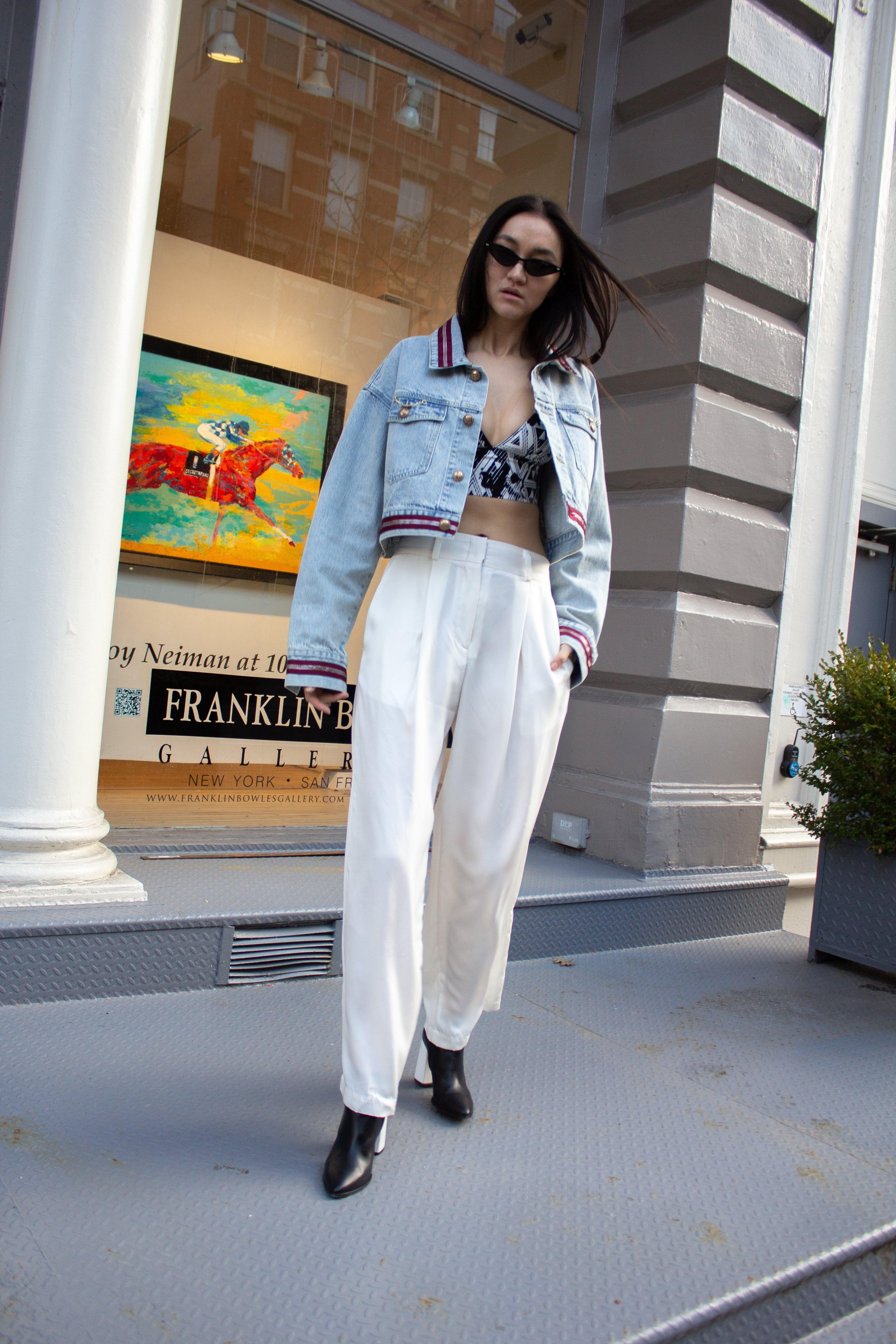 Buy Danielle Denim Jacket with Red Lining – Women’s Casual Style by Le Réussi®