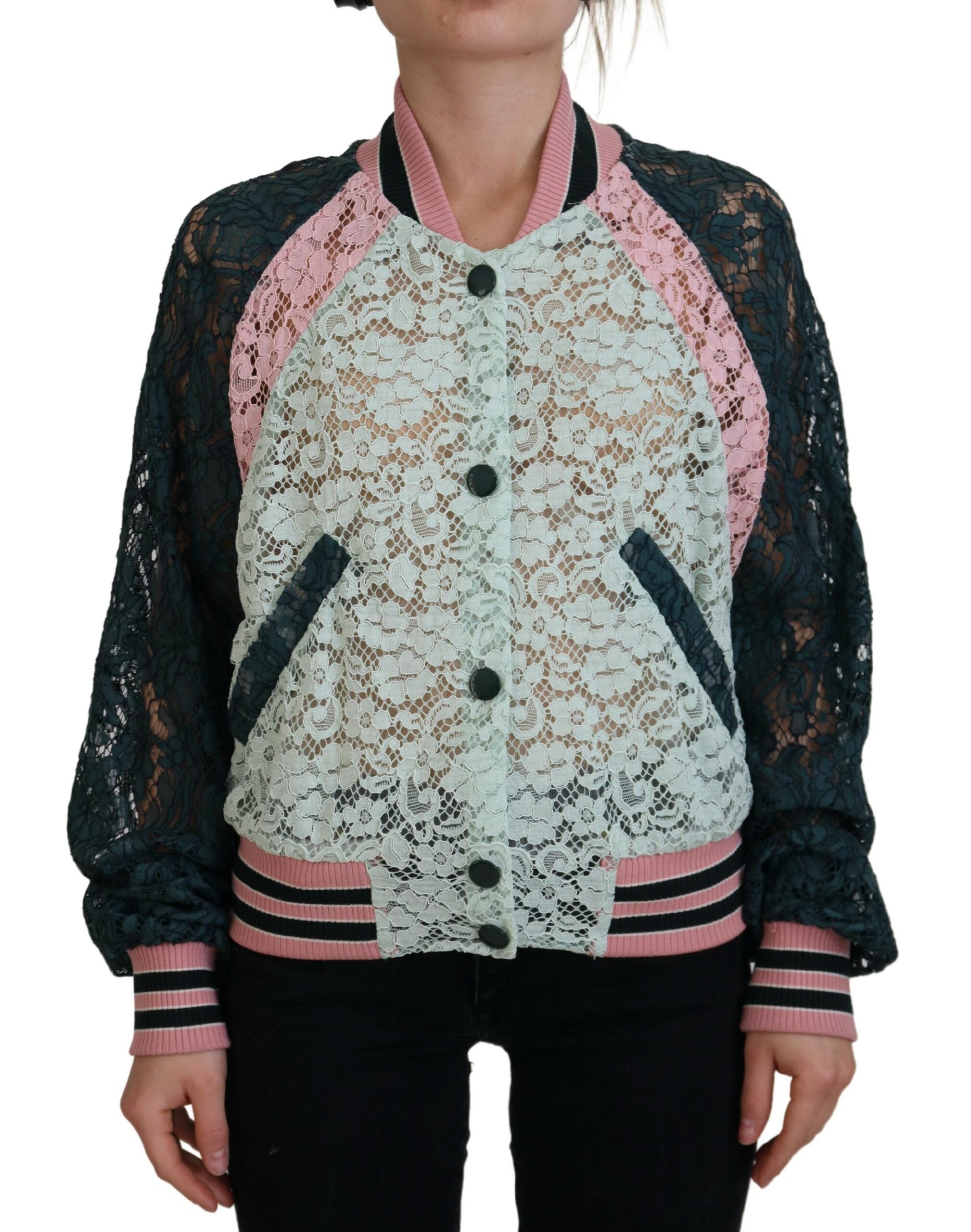 Elegant Floral Lace Bomber Jacket