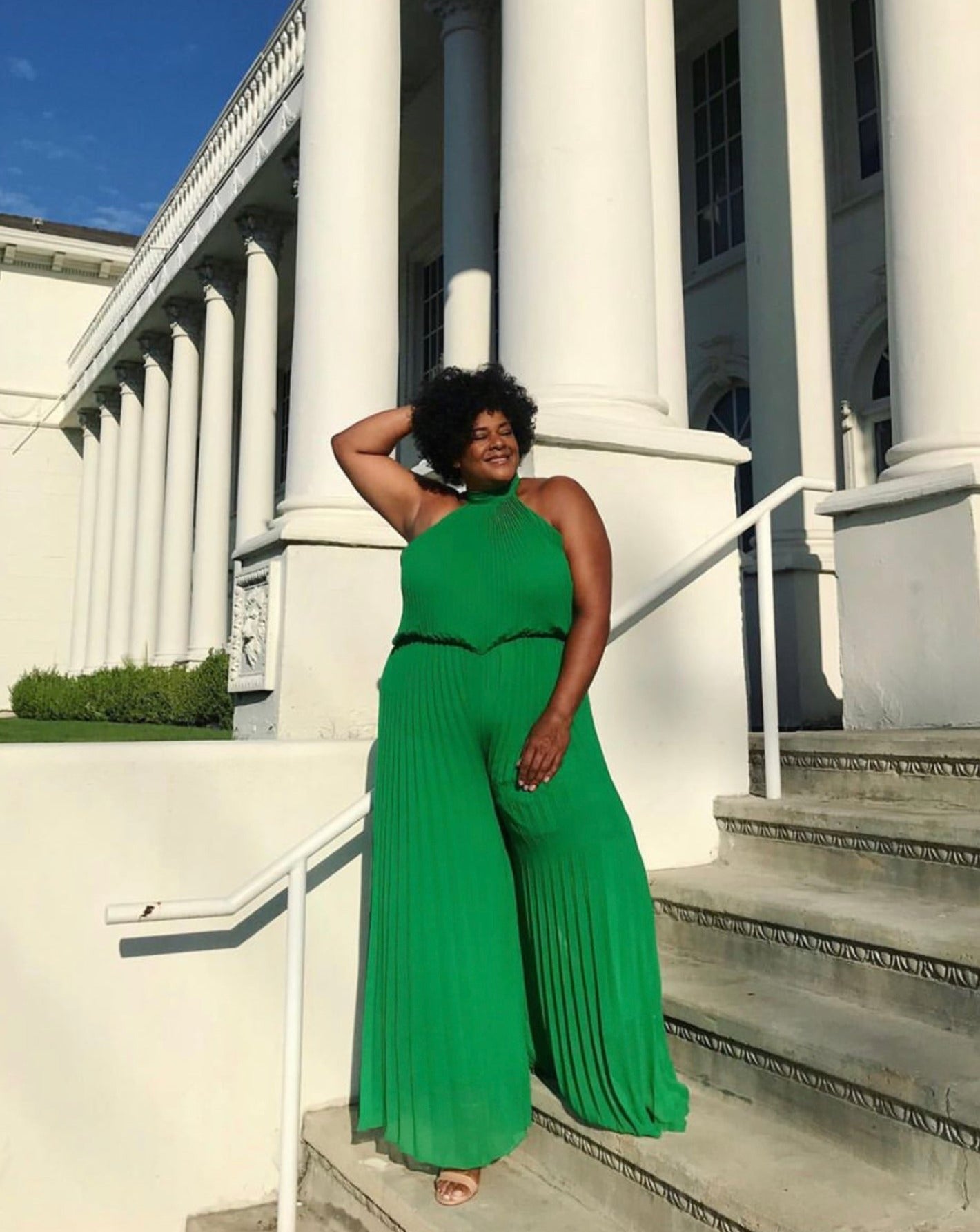 Buy Wild Orchid Pleat Jumpsuit - Emerald by Meghan Fabulous