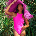 JUPITER Open-Back Recycled One-Piece Swimsuit in Hot Pink
