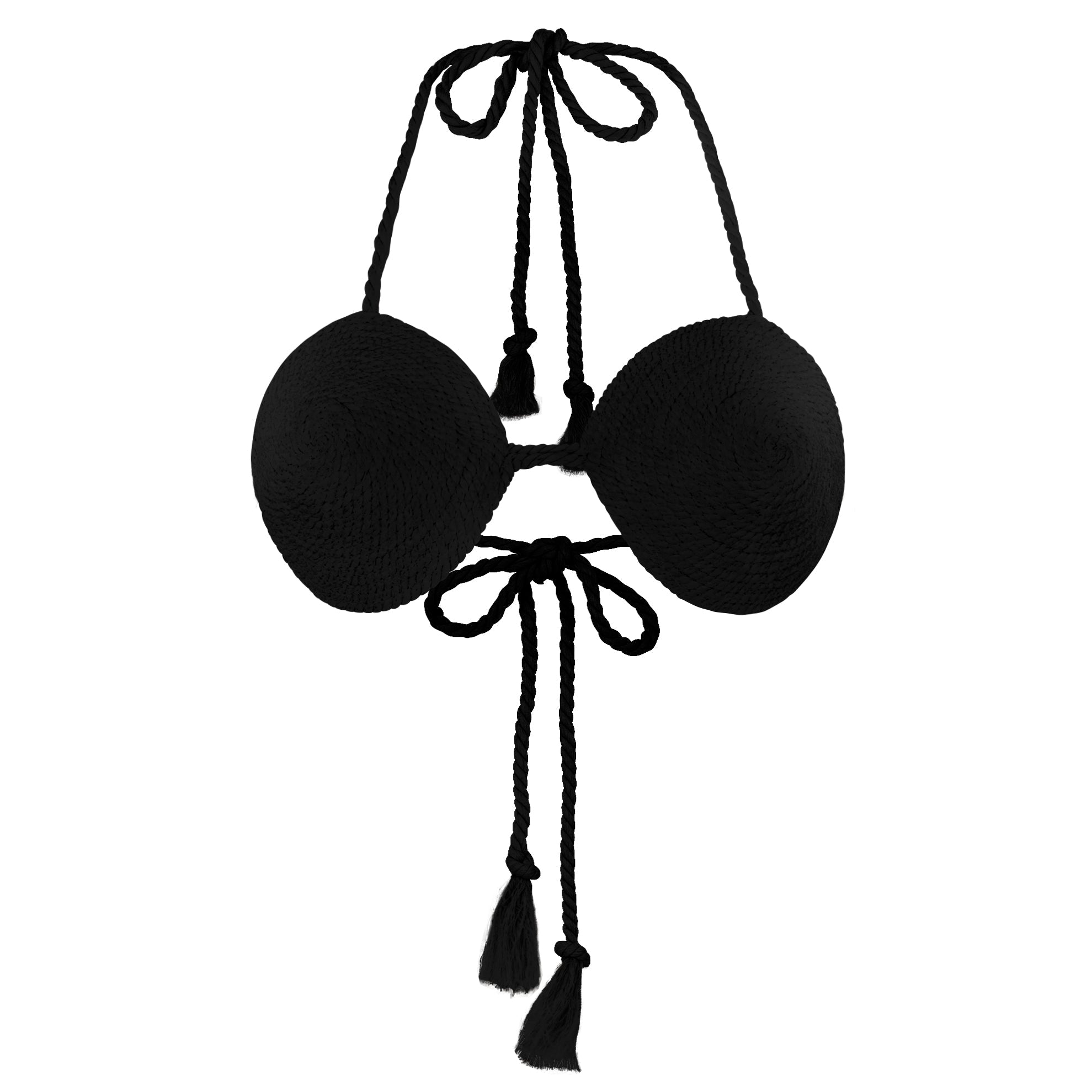LEIA Cotton Rope Bikini Top in Black