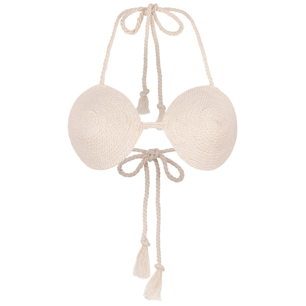LEIA Cotton Rope Bikini Top in Off-White