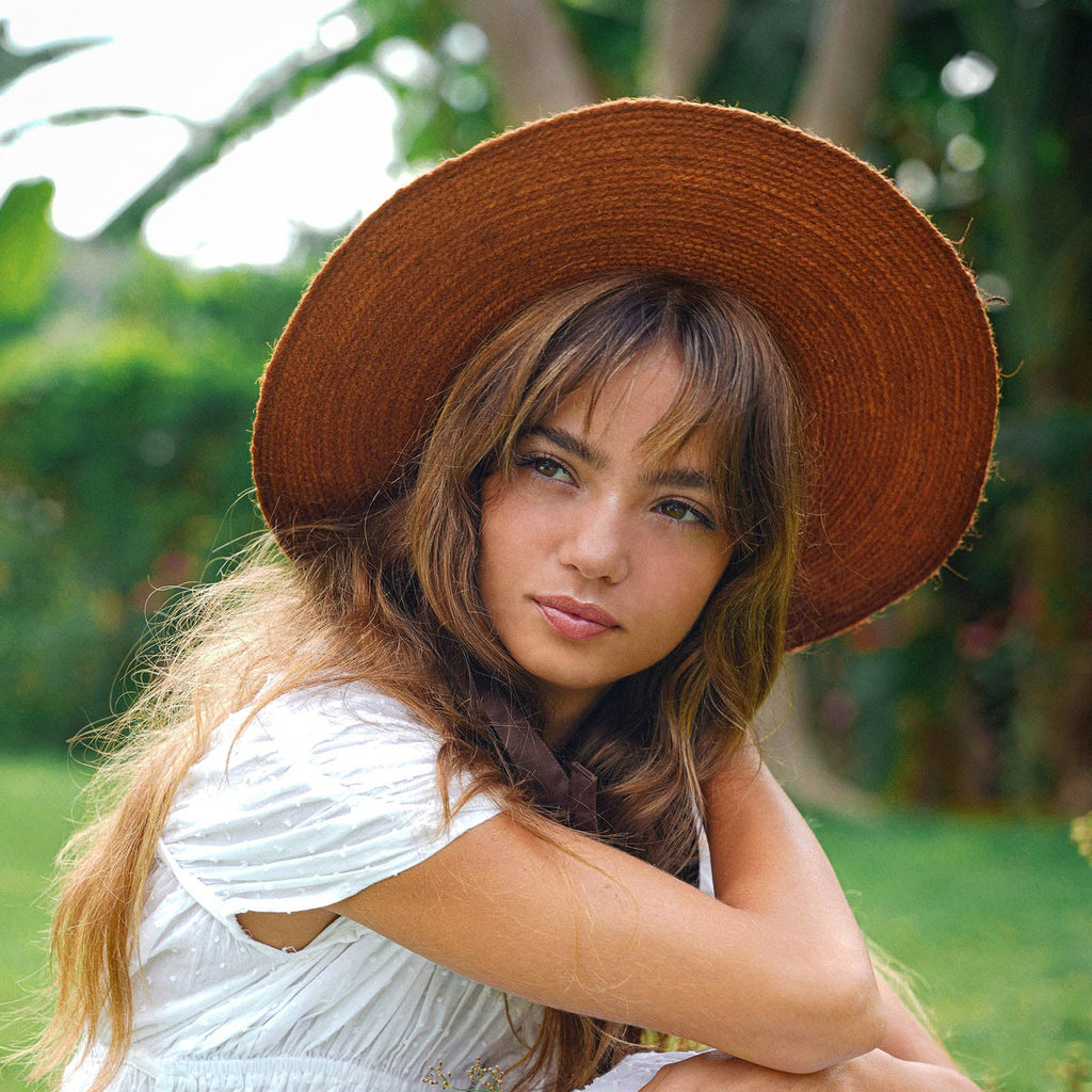 The Loli Jute Hat in Terracotta Brown