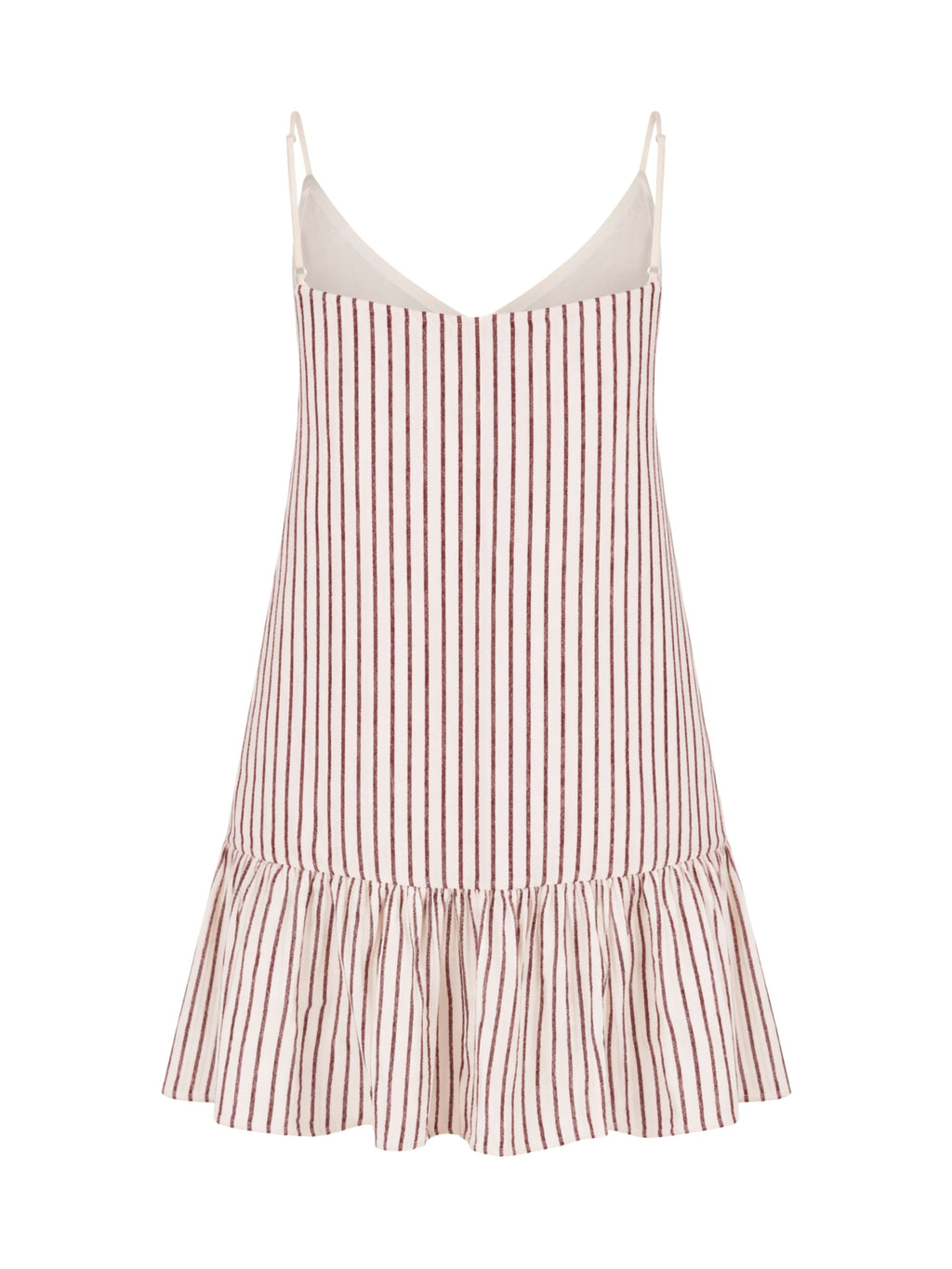 Liv Mini Ruffle Dress - Burgundy Stripes