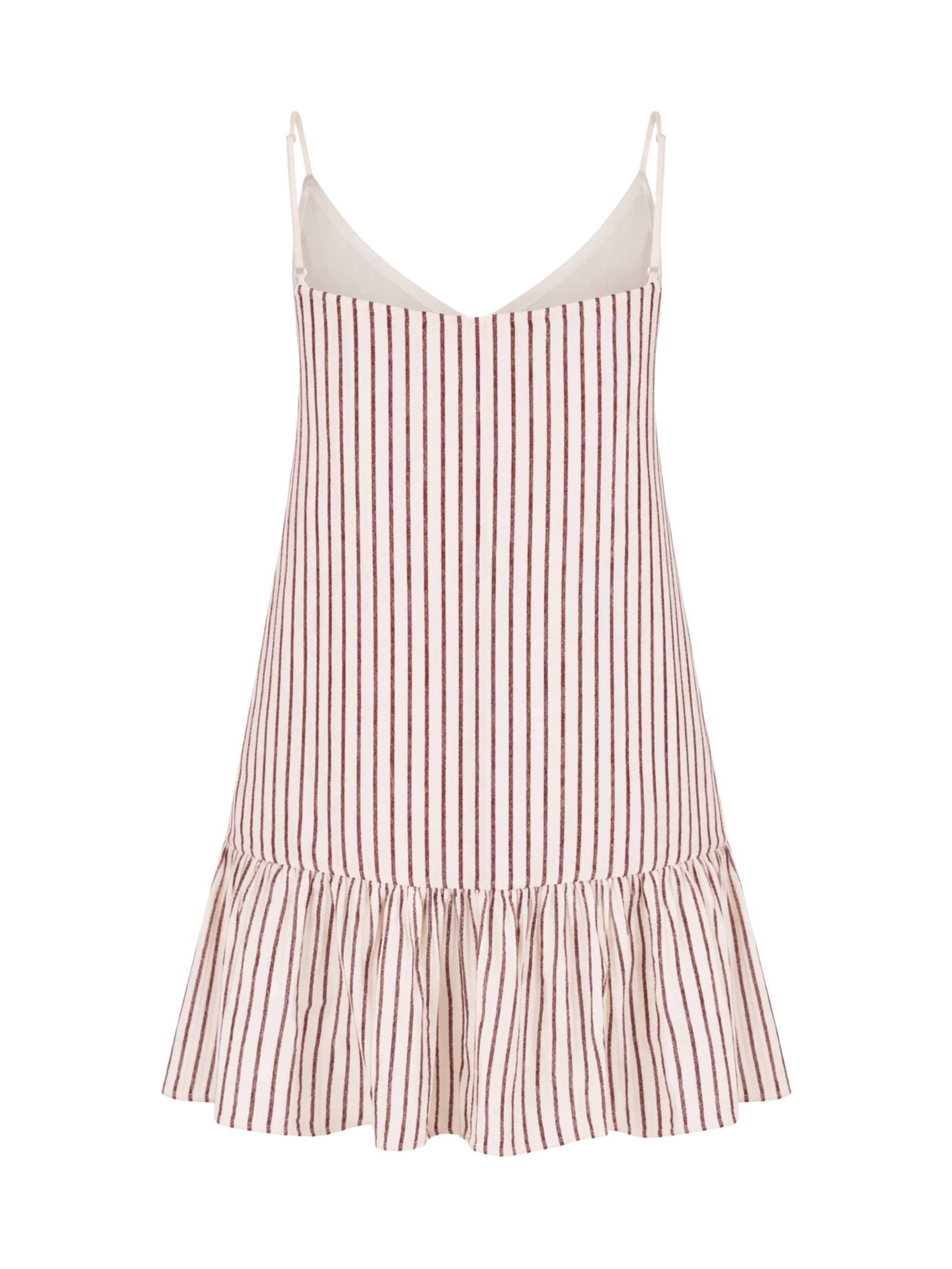 Liv Mini Ruffle Dress - Burgundy Stripes