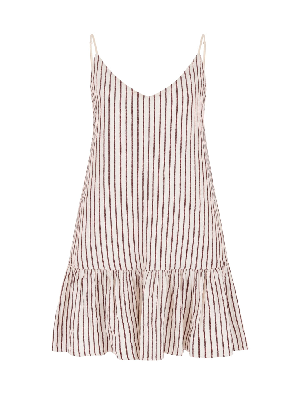 Liv Mini Ruffle Dress - Burgundy Stripes