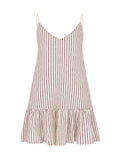Liv Mini Ruffle Dress - Burgundy Stripes