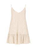 Liv Mini Ruffle Dress - Khaki Green Stripes