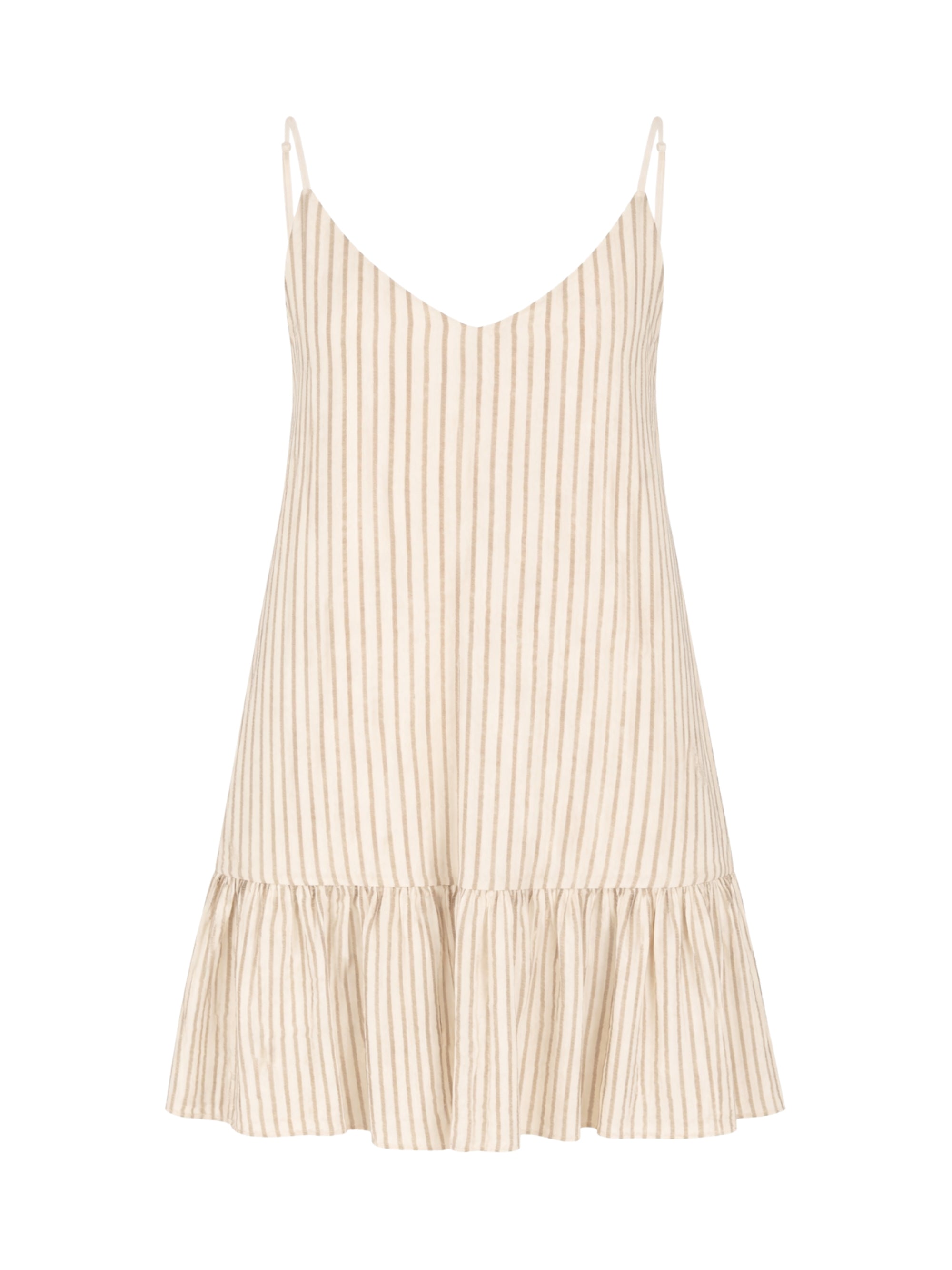 Liv Mini Ruffle Dress - Khaki Green Stripes