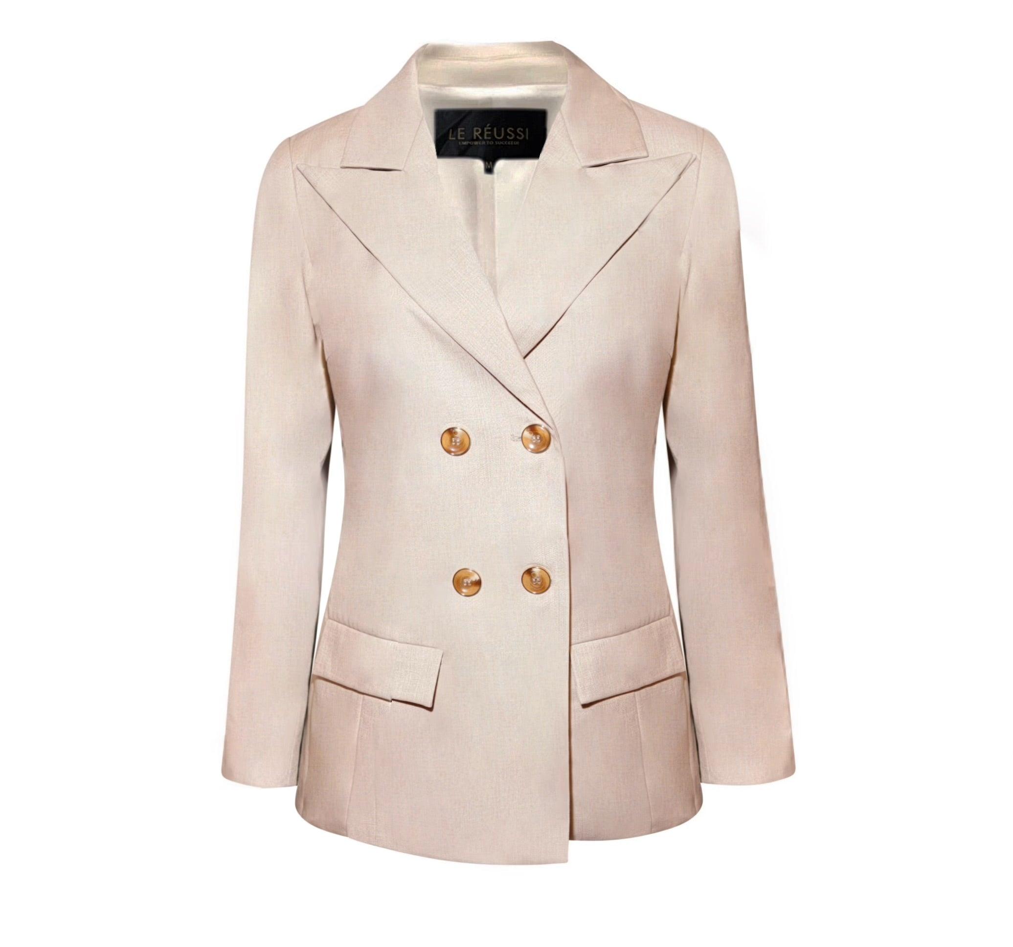 Buy Louise Double-Breasted Wool Blazer – Women’s Classic Style by Le Réussi®