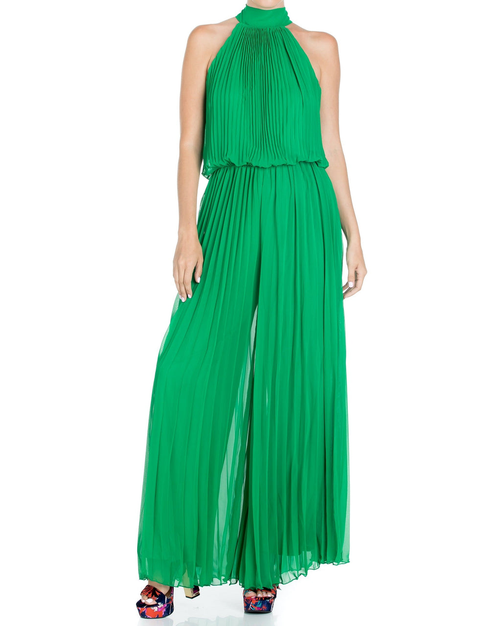 Buy Wild Orchid Pleat Jumpsuit - Emerald by Meghan Fabulous