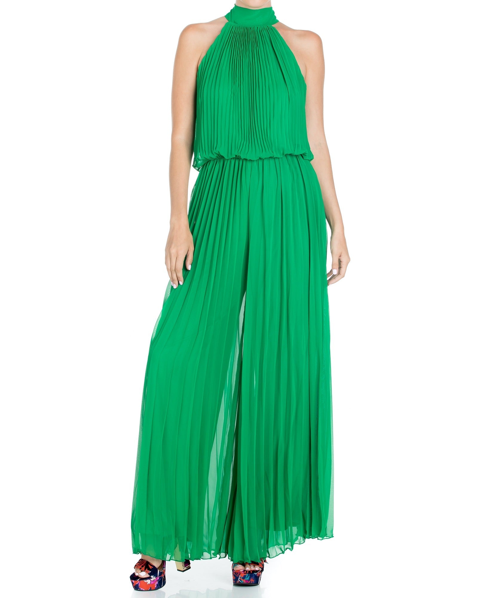 Buy Wild Orchid Pleat Jumpsuit - Emerald by Meghan Fabulous