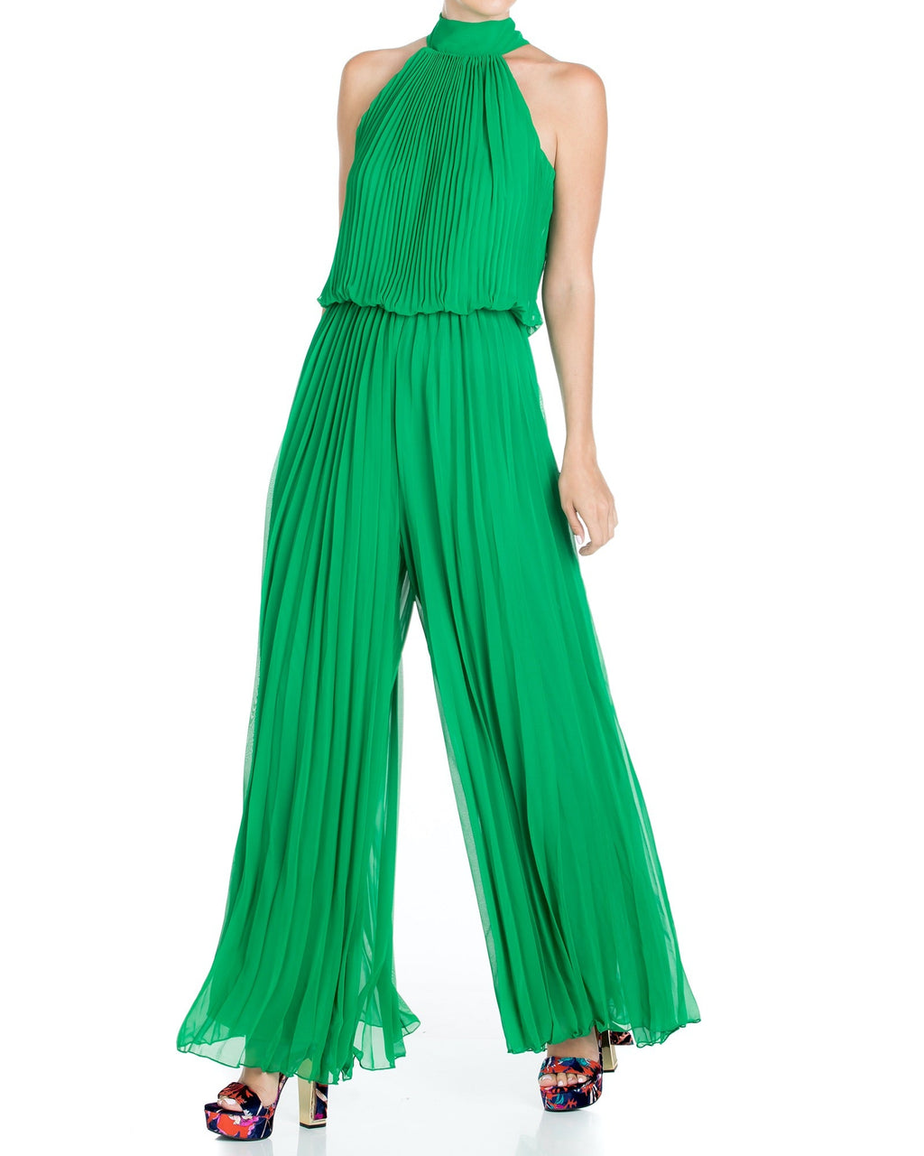 Buy Wild Orchid Pleat Jumpsuit - Emerald by Meghan Fabulous