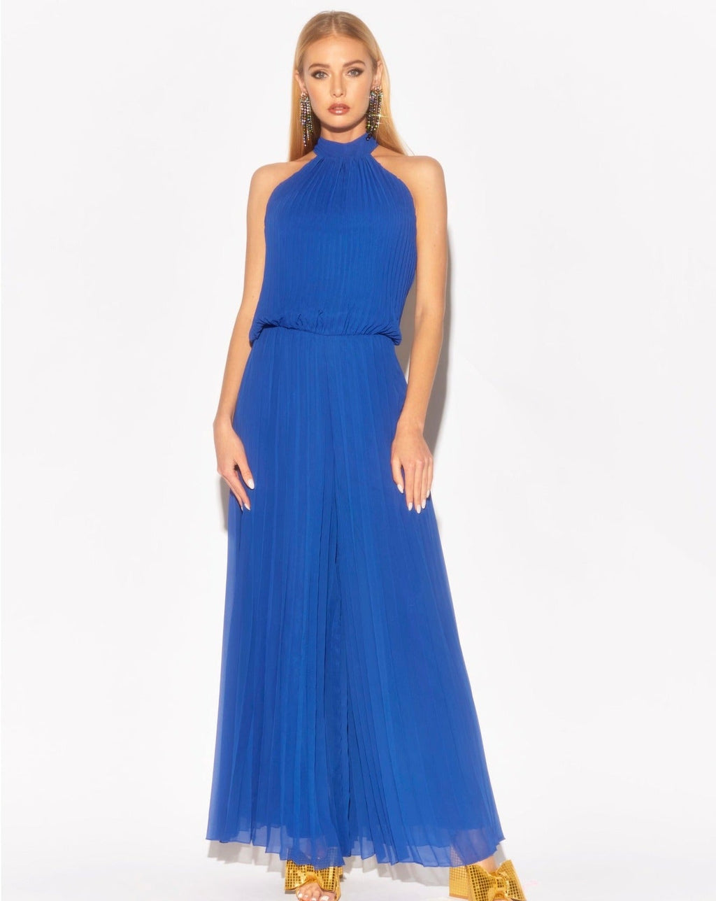 Buy Wild Orchid Pleat Jumpsuit - Royal by Meghan Fabulous