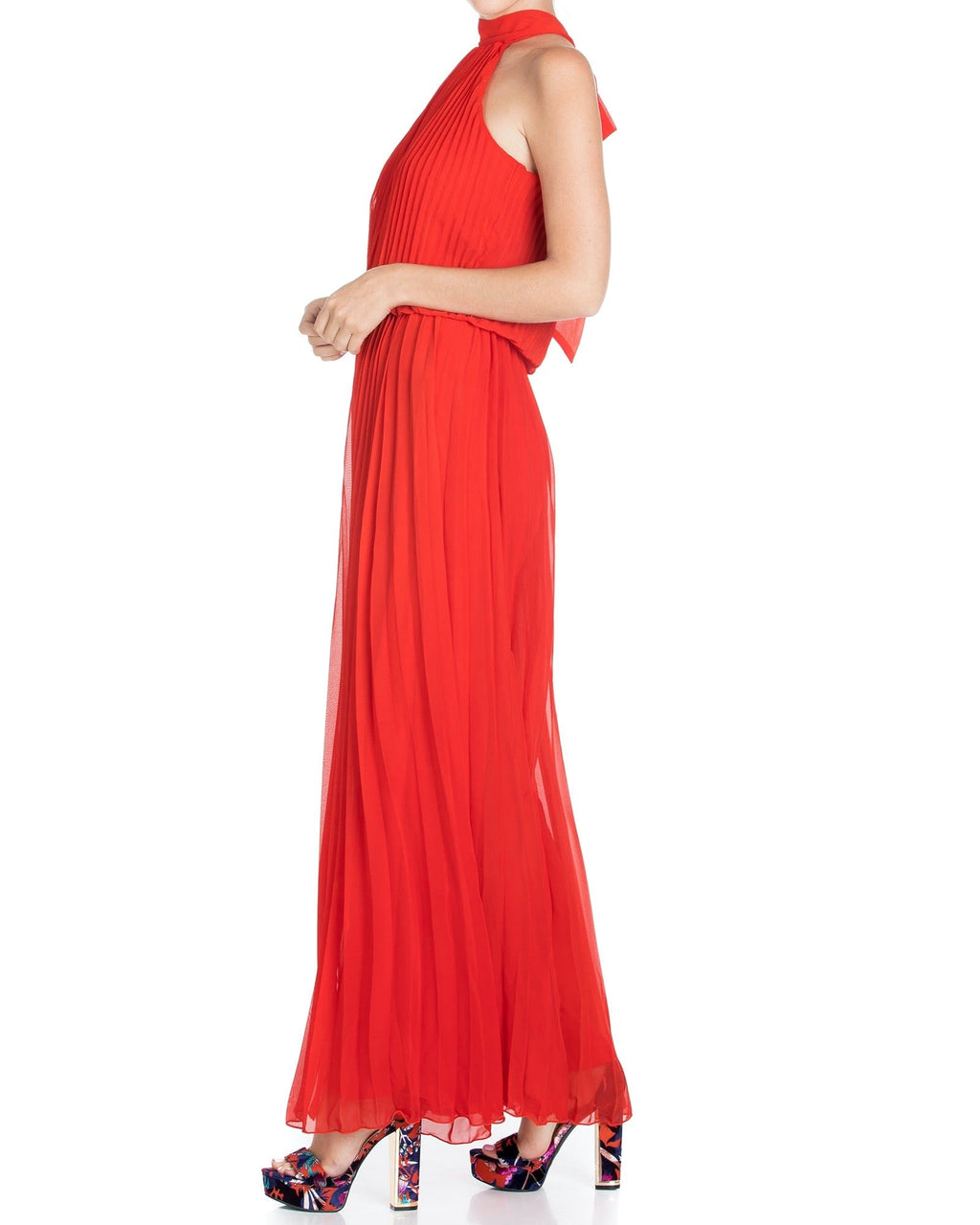 Buy Wild Orchid Pleat Jumpsuit - Tomato by Meghan Fabulous