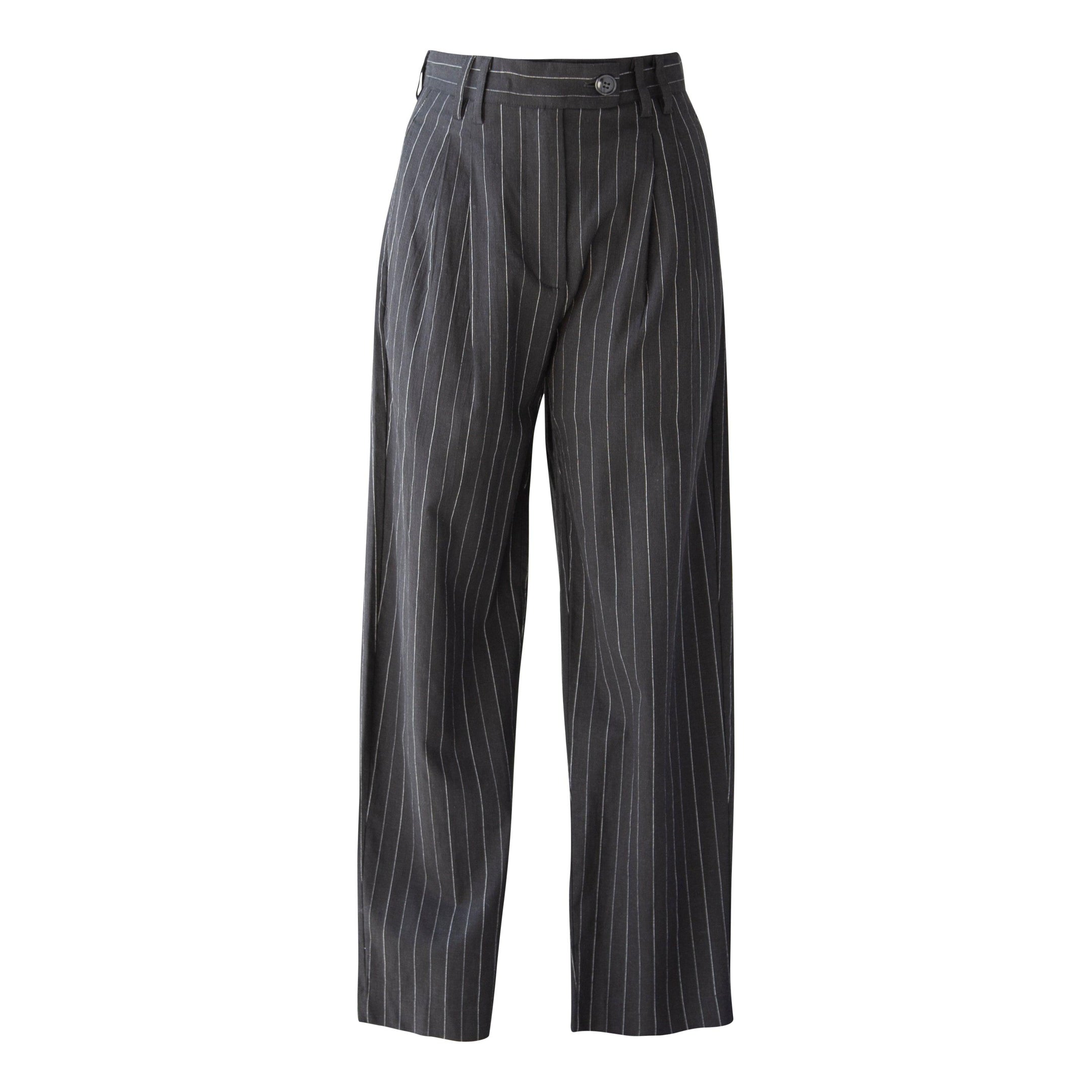 Buy Black Pinstripes Suit Pants – Women’s Tailored Office Trousers by Le Réussi®