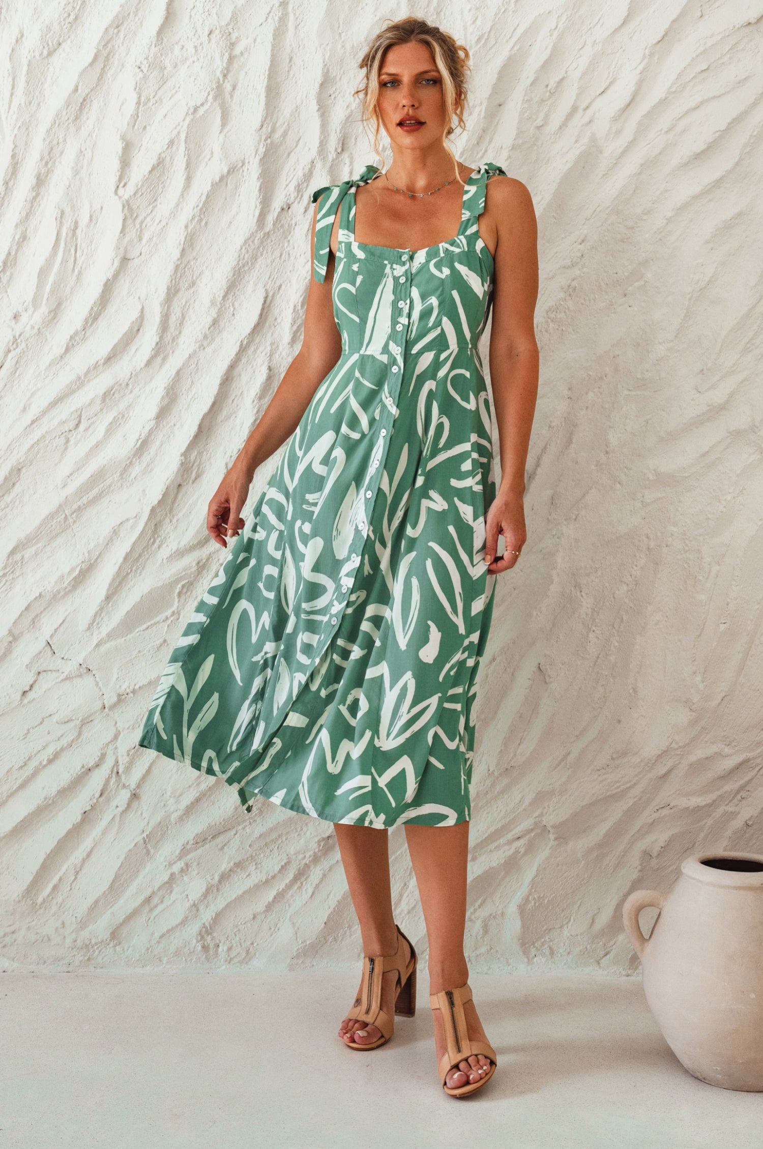 Buy Mia Vita Button Down Dress With Ties by Bali ELF