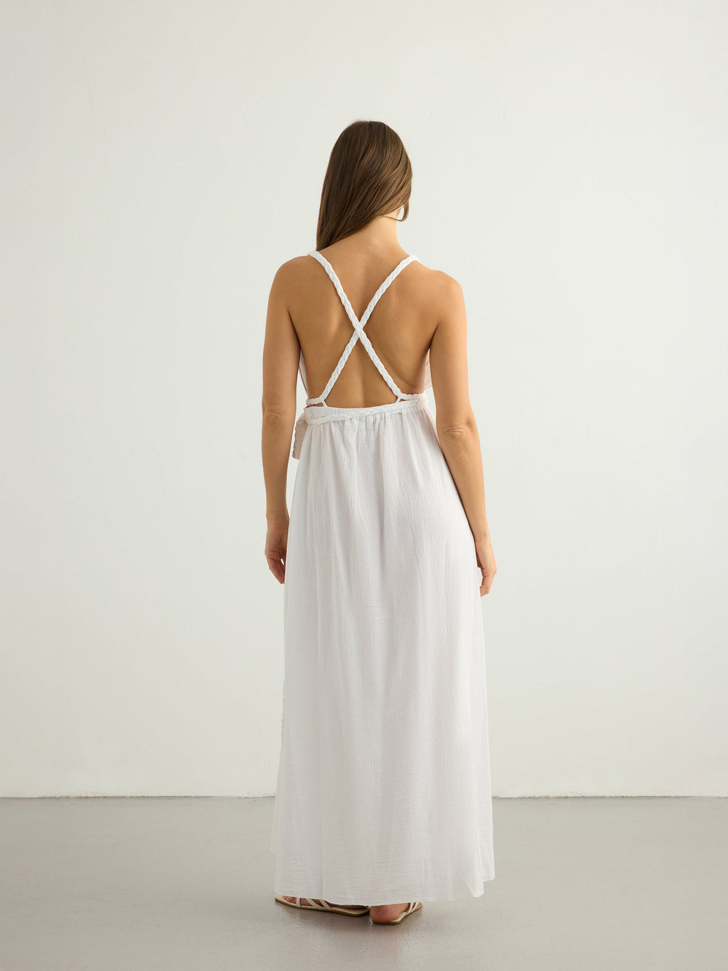 Muse Braided Straps Dress - White