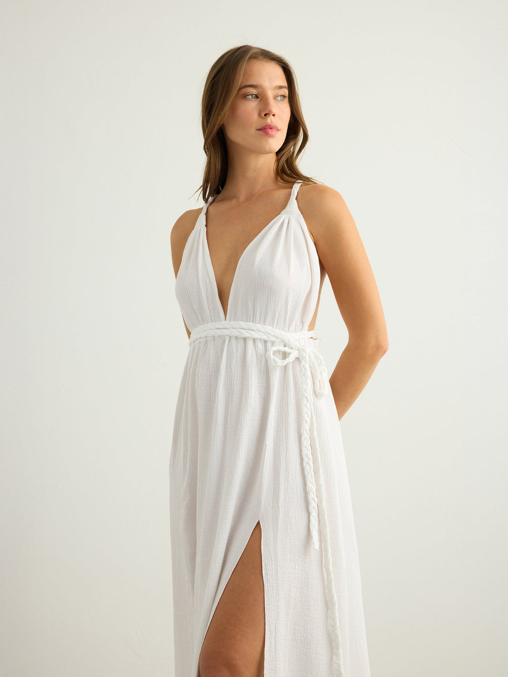 Muse Braided Straps Dress - White