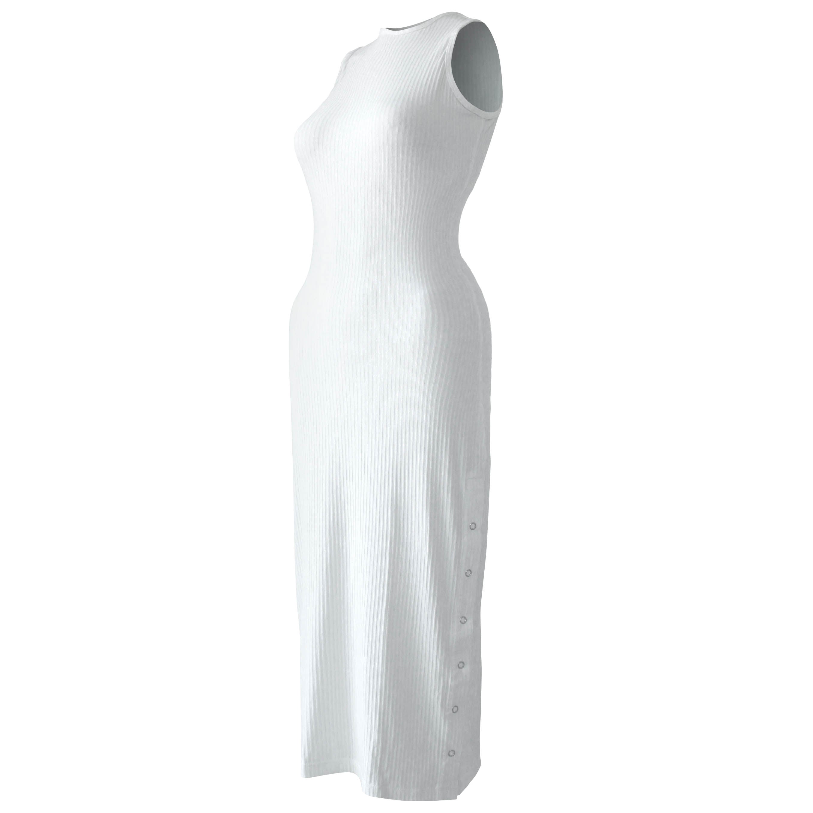 OLA Ecovero Rib Midi Dress in Off White