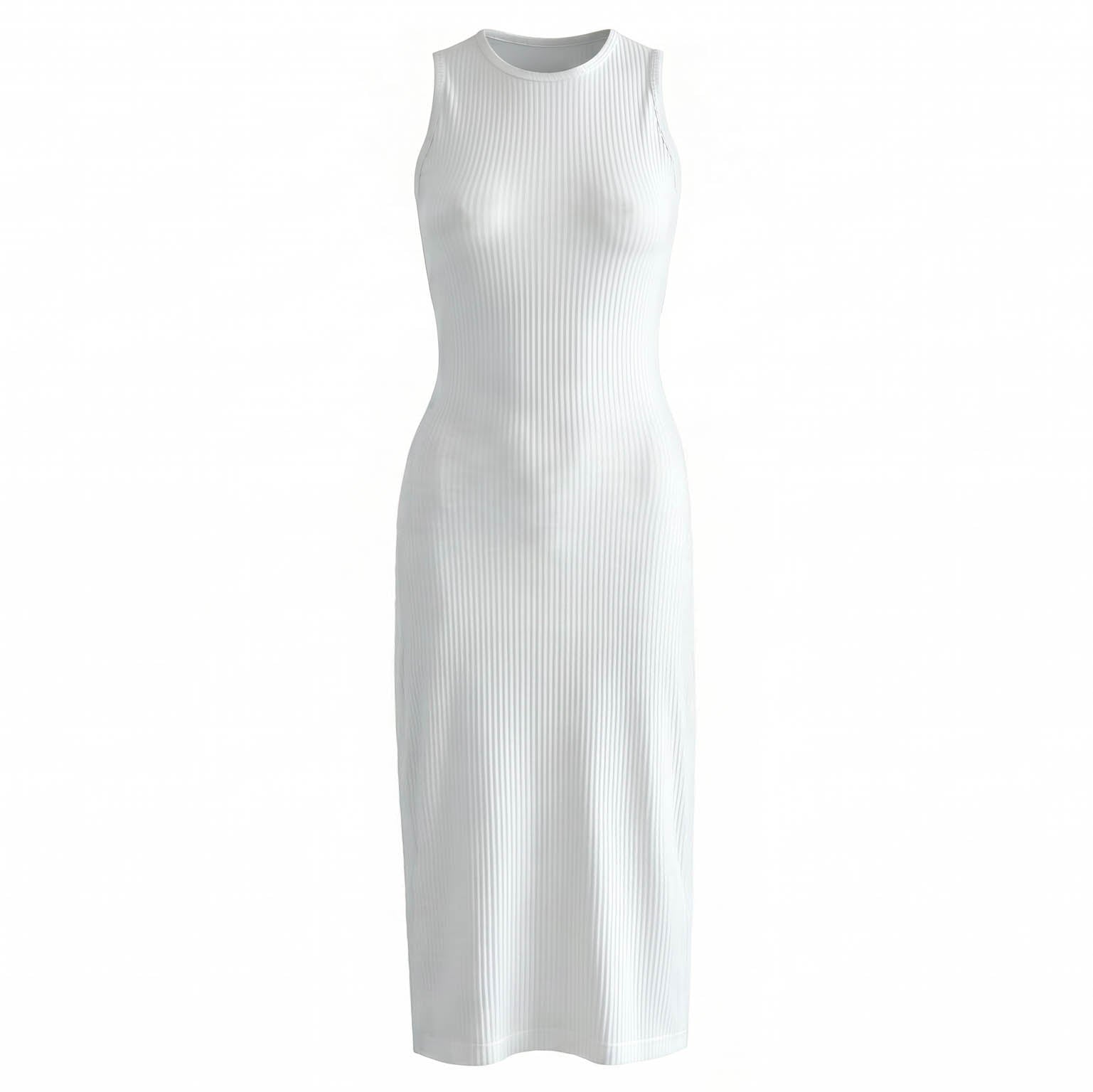 OLA Ecovero Rib Midi Dress in Off White