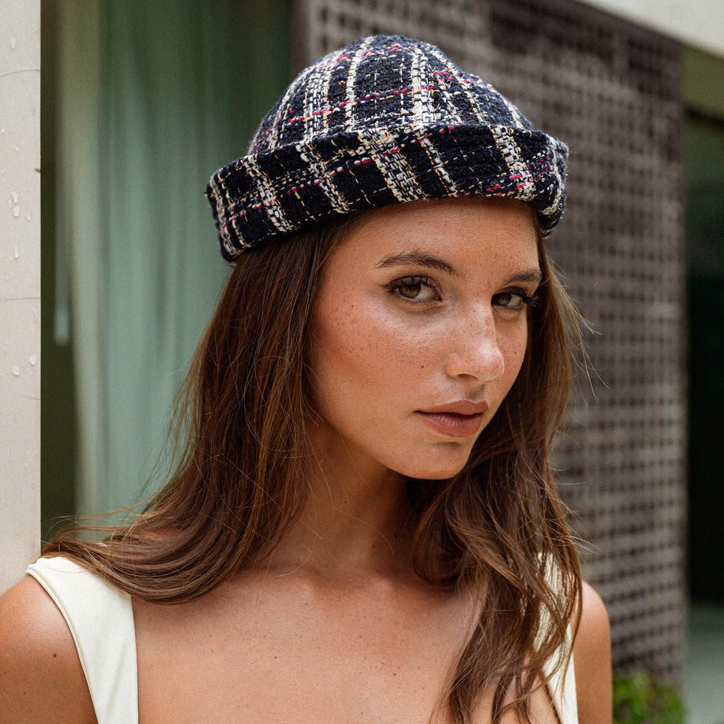 The Olive Sailor Hat in Black Tweed