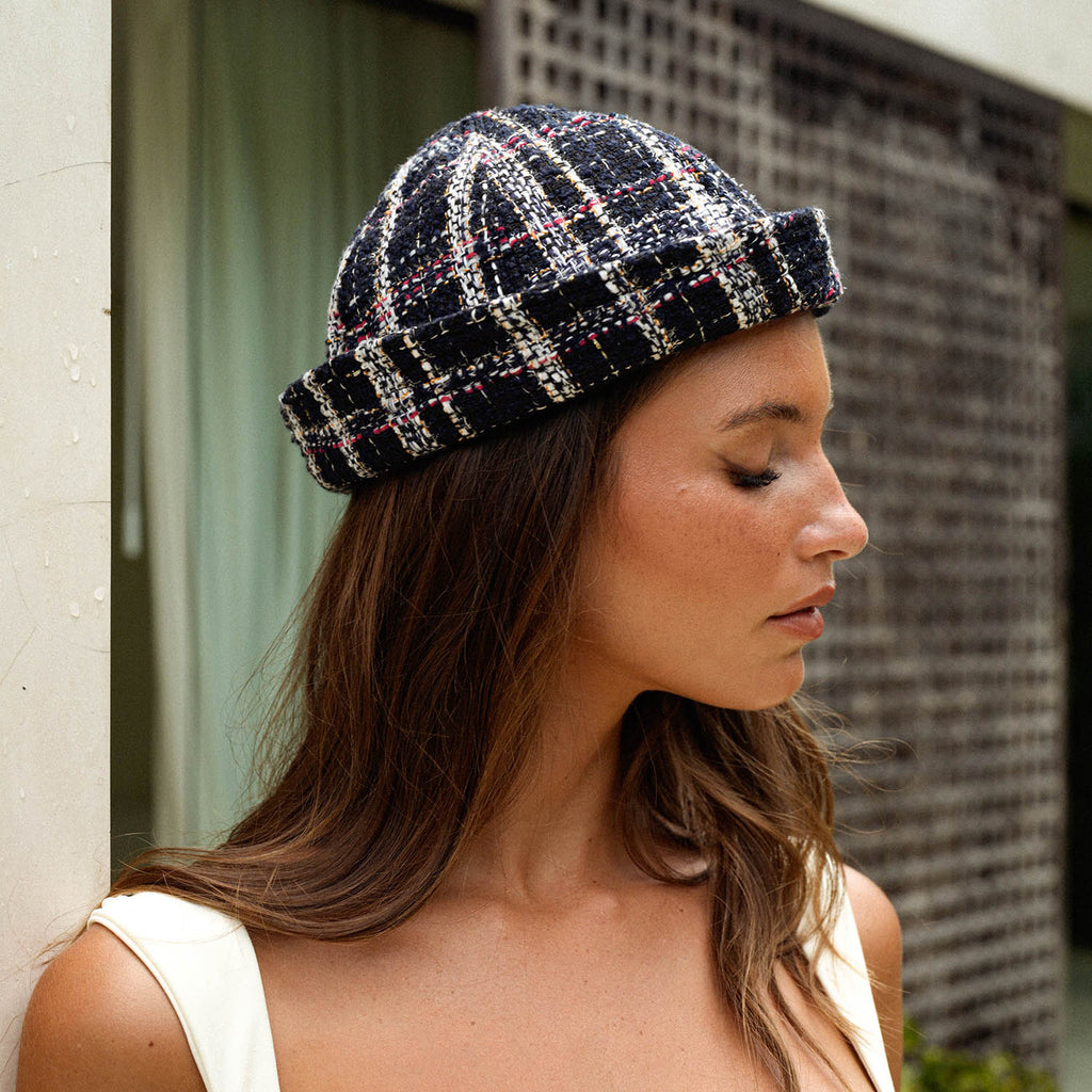 The Olive Sailor Hat in Black Tweed