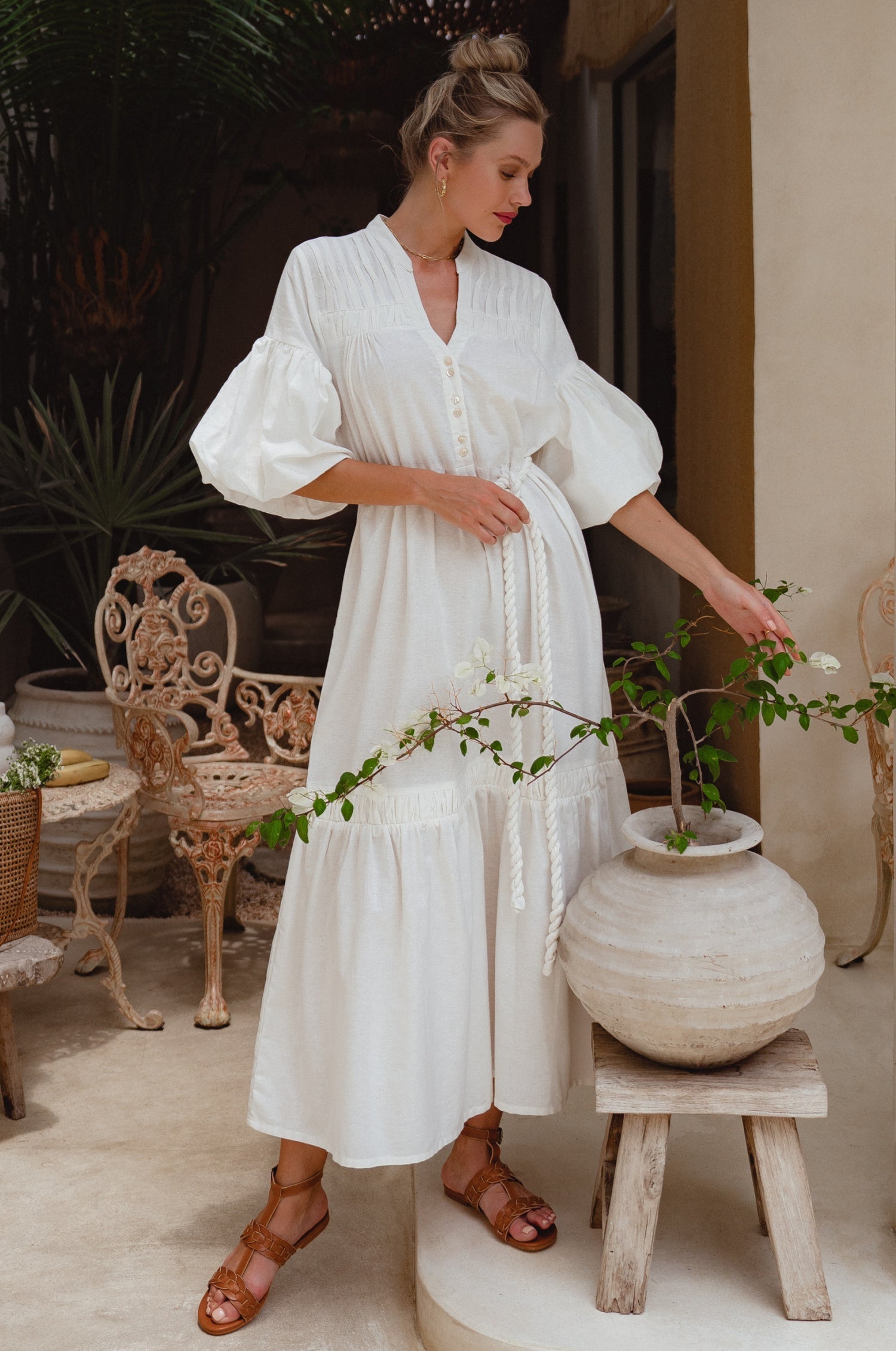 Buy Oleana Puff Sleeve Maxi Dress by Bali ELF