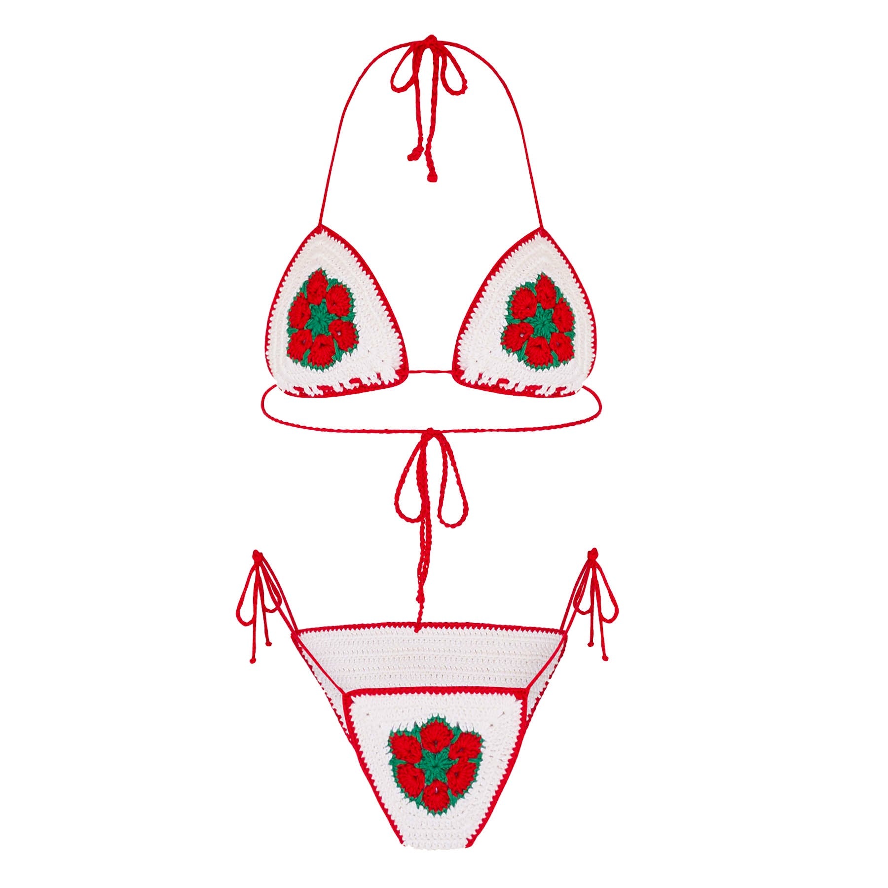 The Poppy Crochet Bikini in Red