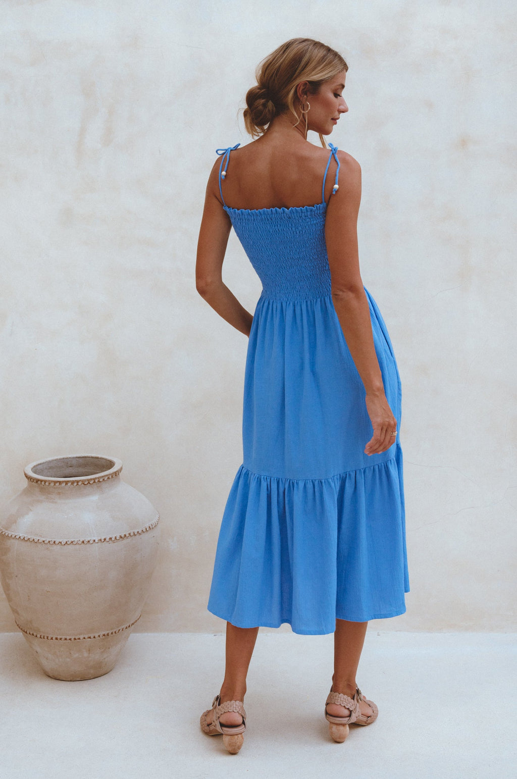 Buy Paradiso Strappy Linen Midi Dress by Bali ELF