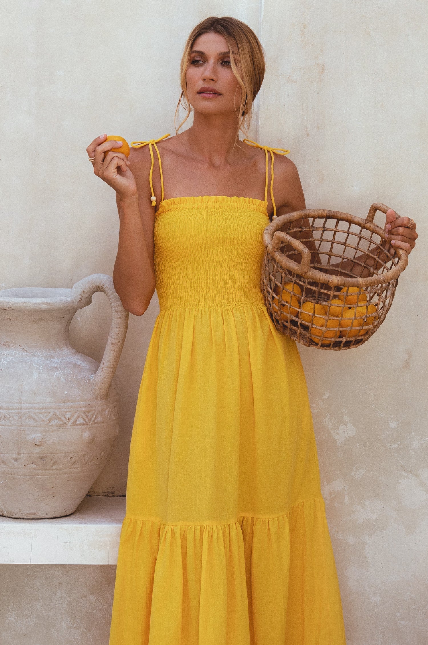 Buy Paradiso Strappy Linen Midi Dress by Bali ELF