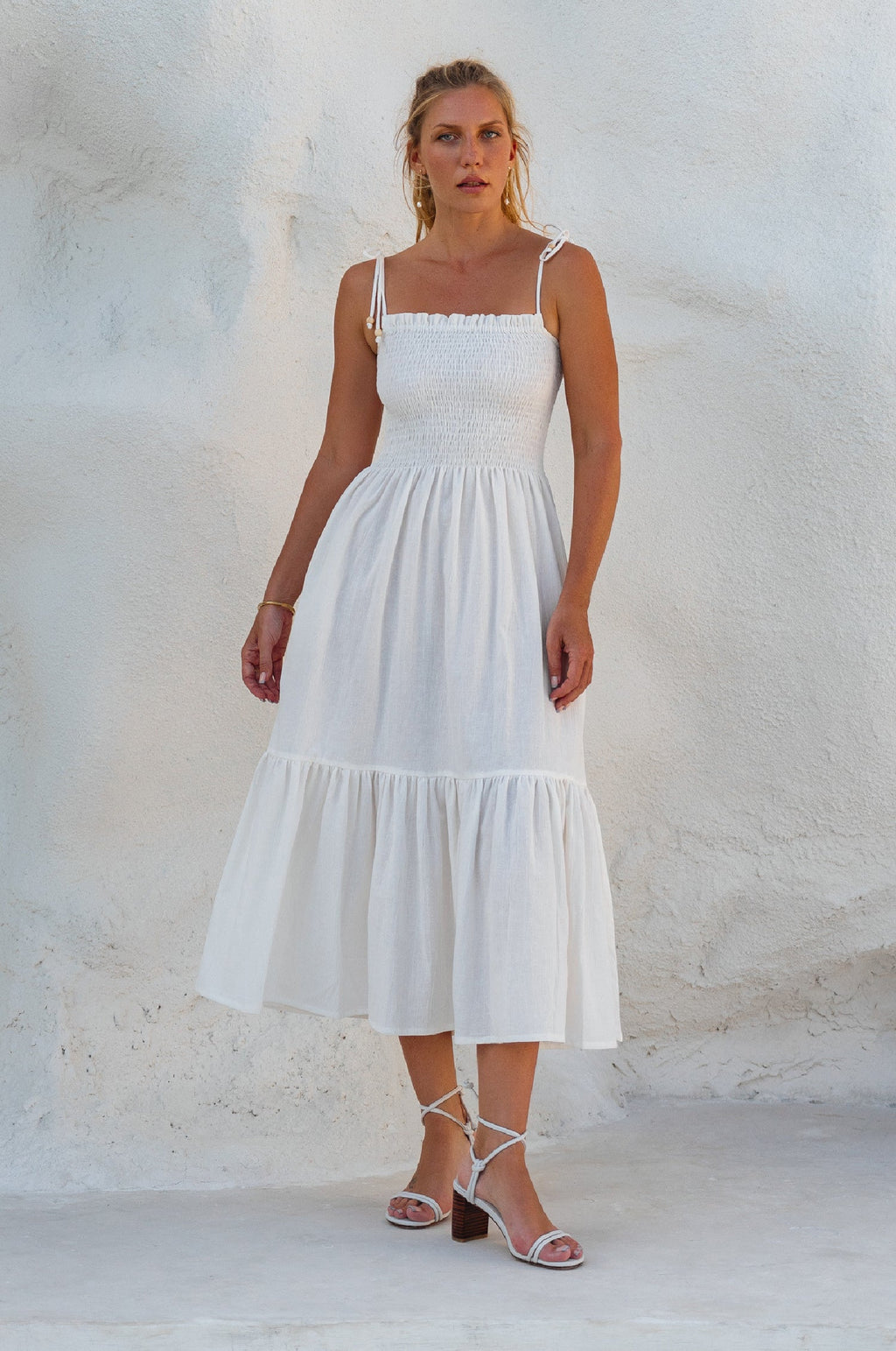 Buy Paradiso Strappy Linen Midi Dress by Bali ELF