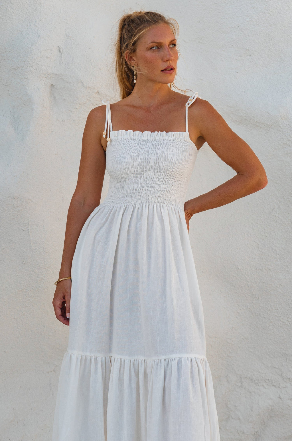 Buy Paradiso Strappy Linen Midi Dress by Bali ELF