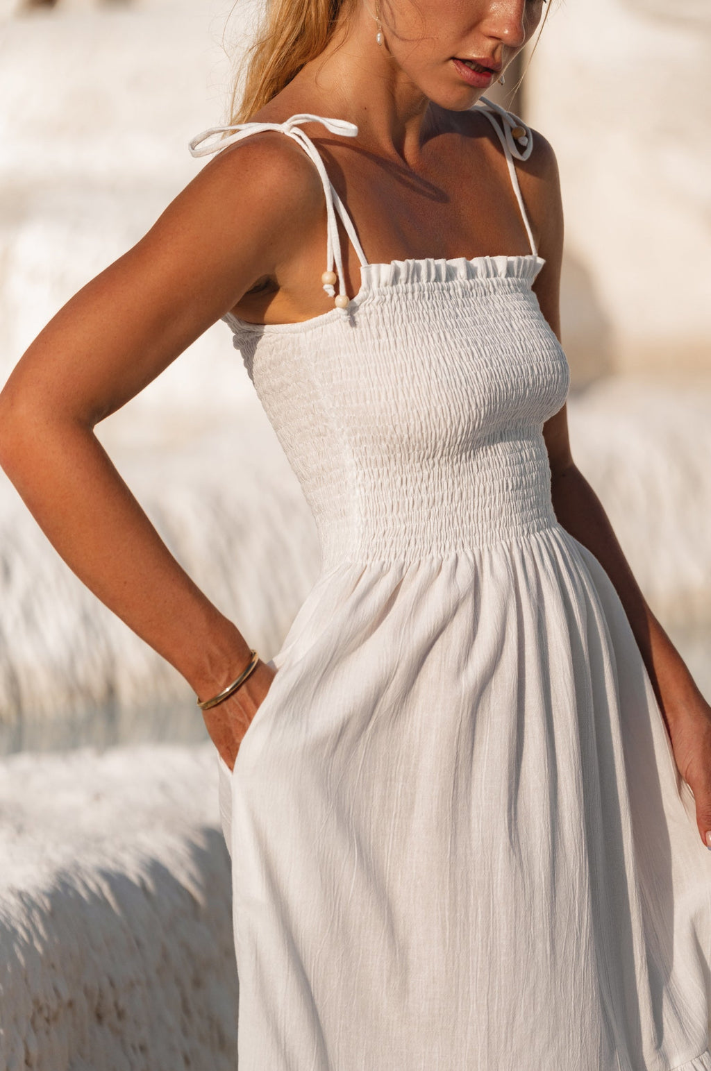 Buy Paradiso Strappy Linen Midi Dress by Bali ELF