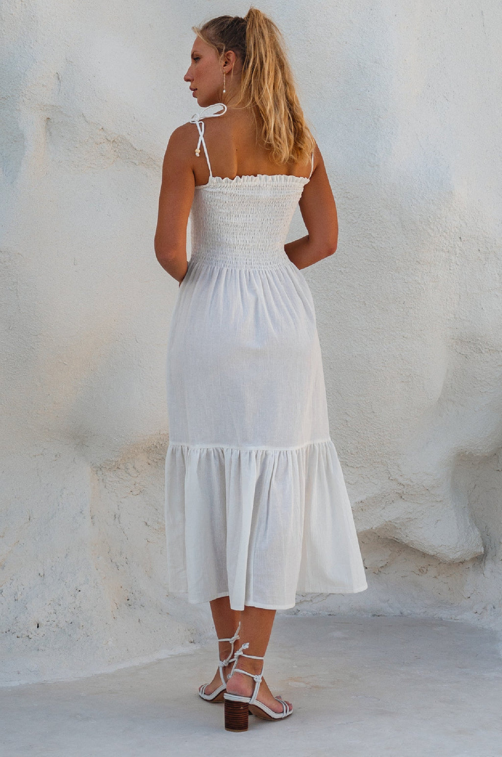 Buy Paradiso Strappy Linen Midi Dress by Bali ELF