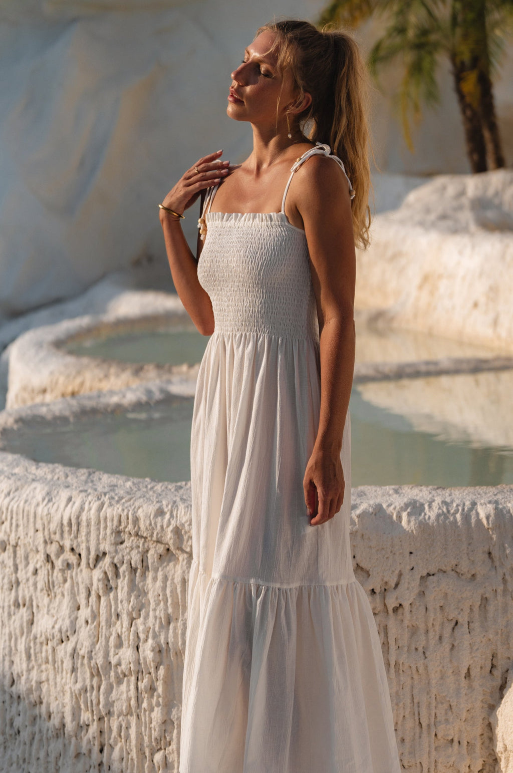 Buy Paradiso Strappy Linen Midi Dress by Bali ELF