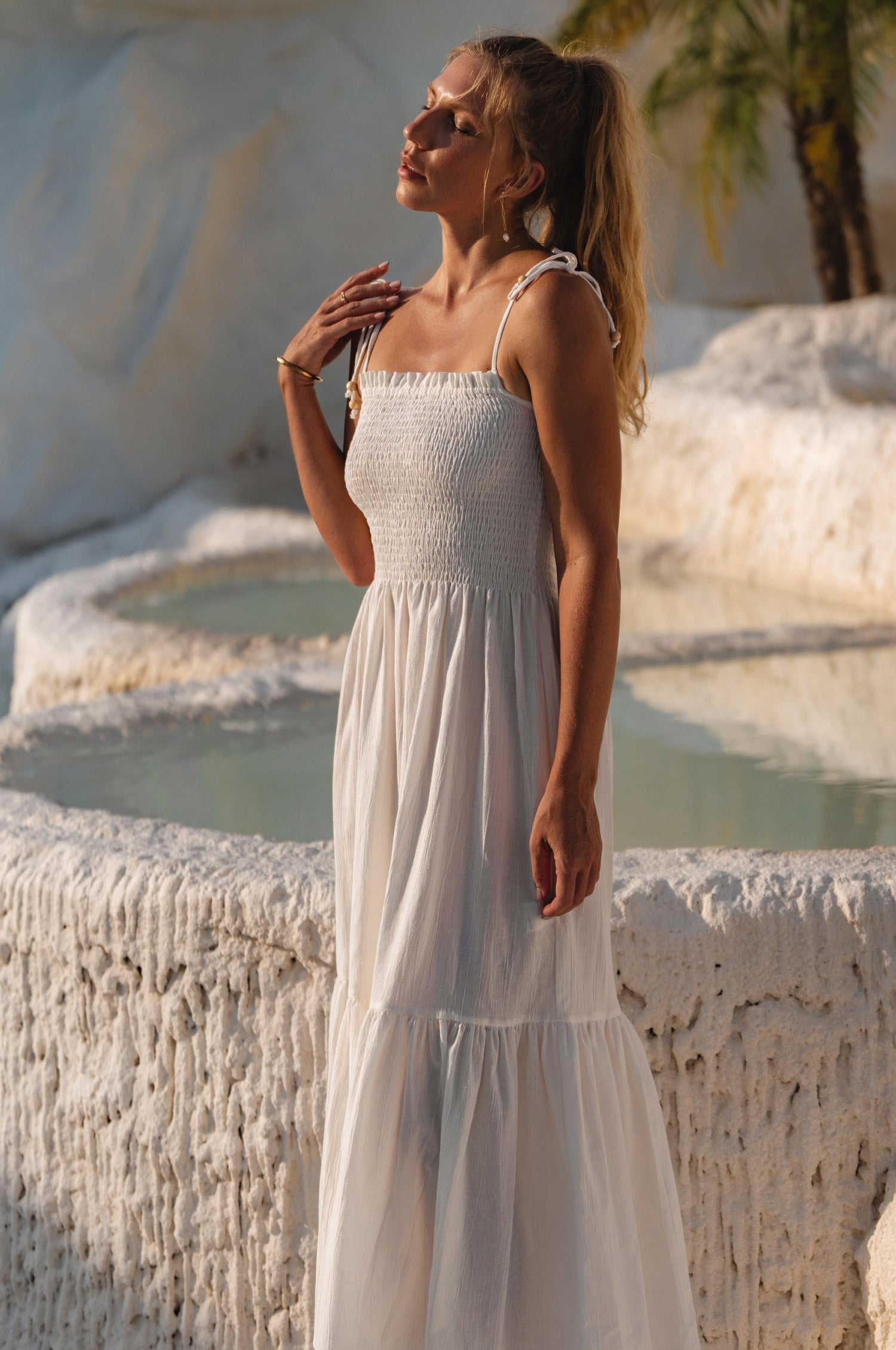 Buy Paradiso Strappy Linen Midi Dress by Bali ELF