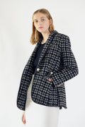 Buy Black & White Tweed Checkers Blazer – Women’s Chic Tailored Jacket by Le Réussi®
