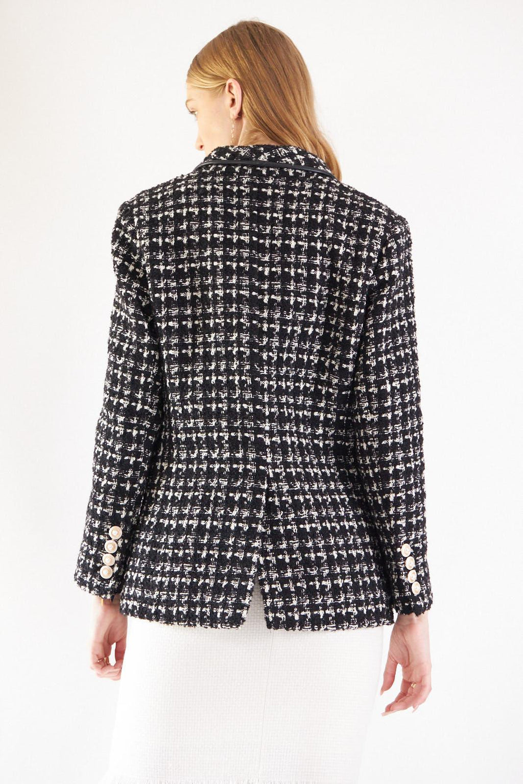 Buy Black & White Tweed Checkers Blazer – Women’s Chic Tailored Jacket by Le Réussi®