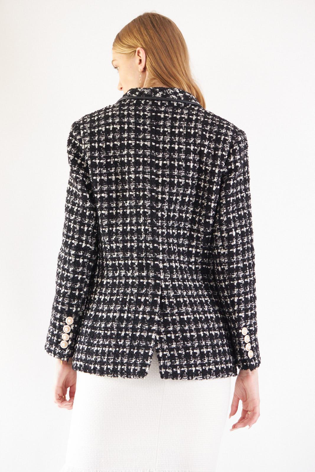 Buy Black & White Tweed Checkers Blazer – Women’s Chic Tailored Jacket by Le Réussi®