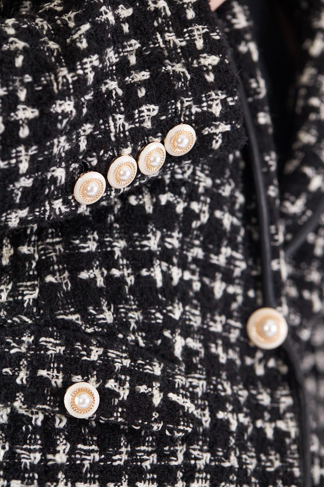 Buy Black & White Tweed Checkers Blazer – Women’s Chic Tailored Jacket by Le Réussi®